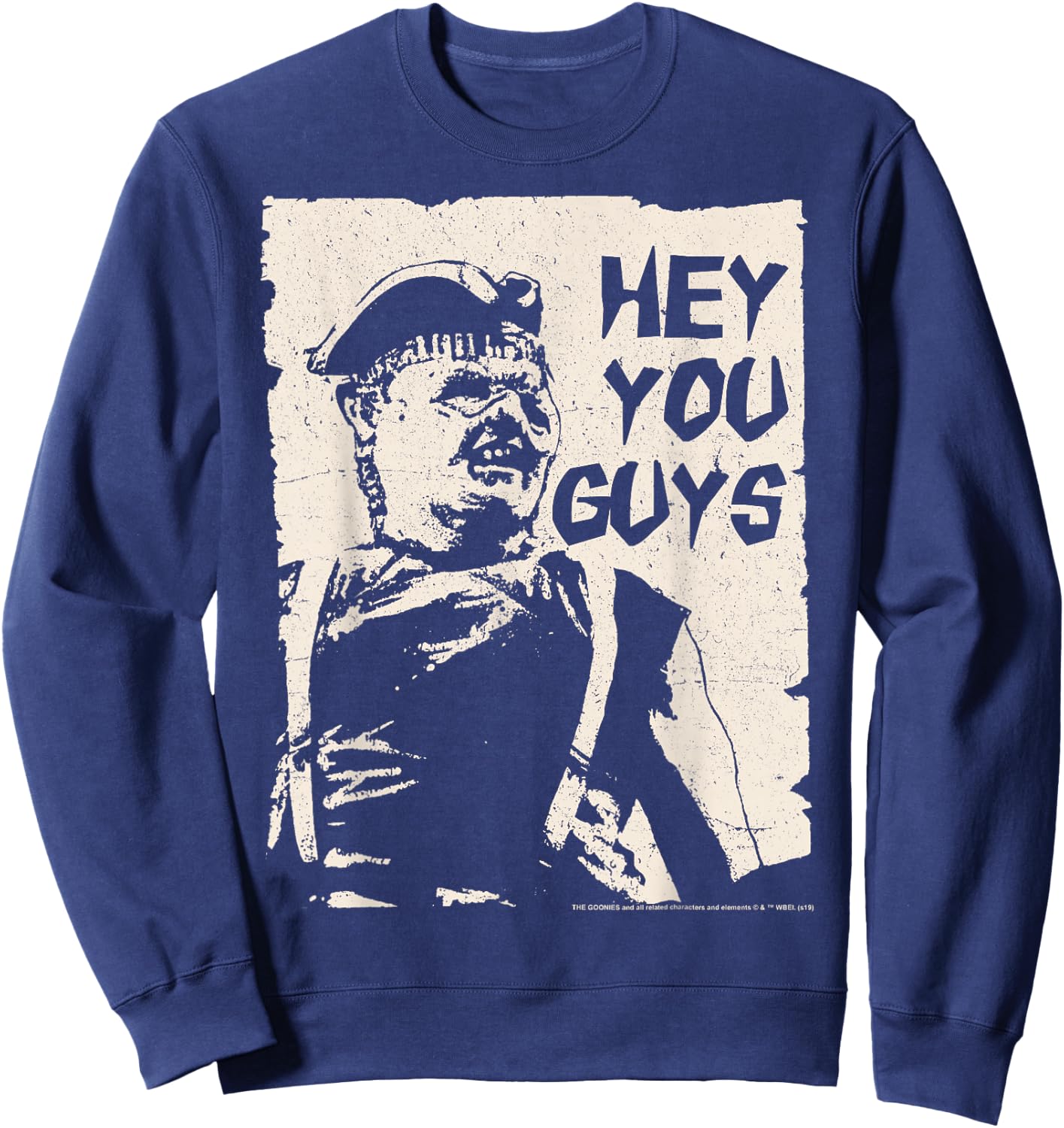 The Goonies Sloth Hey You Guys Cut Out Portrait Sweatshirt - Sweatshirt | Navy