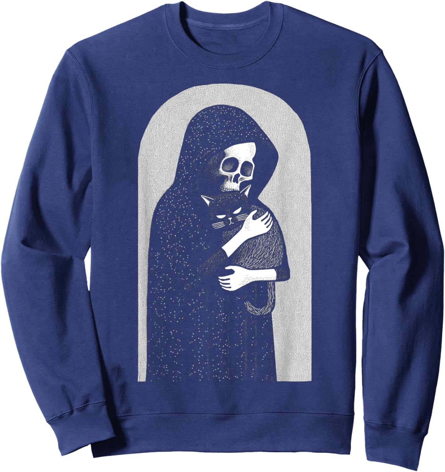 Reaper Of Death And His Black Cat Cuddle Punk Goth Grunge Men Women Girls Kids Sweatshirt - Sweatshirt | Navy