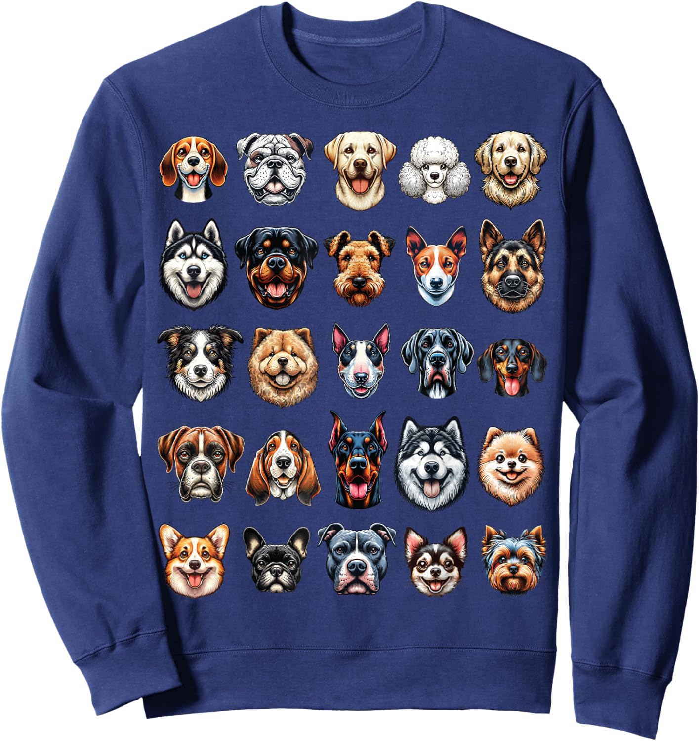 Types of Dogs Breeds Chart Educational Canine Enthusiast Sweatshirt - Sweatshirt | Navy