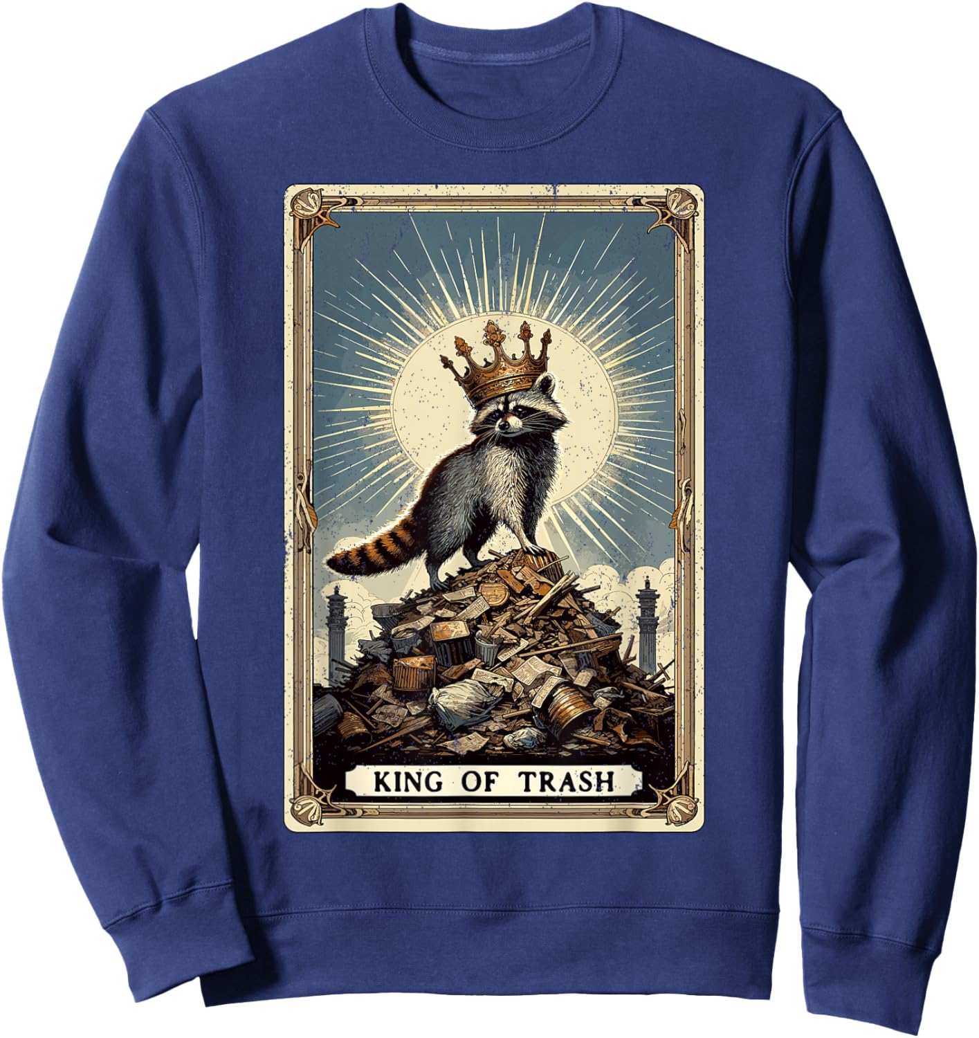 King Of Trash Racoon Tarotkarte Waschbär Sweatshirt - Sweatshirt | Navy