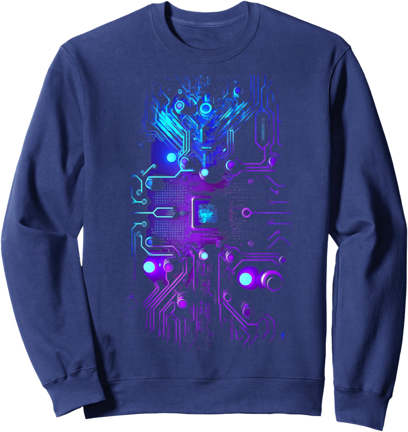 Motherboard Microchip Purple Blue IT Computer Background Sweatshirt - Sweatshirt | Navy