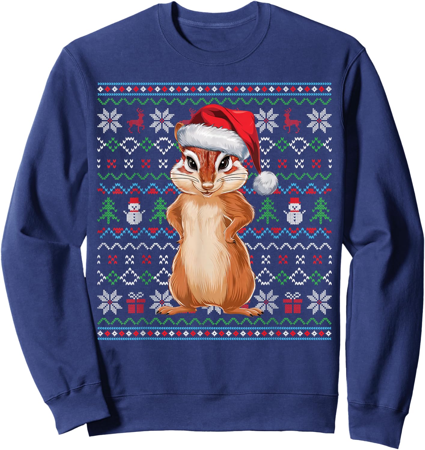 Ugly Chipmunk Lovers Xmas Sweater Santa Christmas Sweatshirt - Sweatshirt | Navy