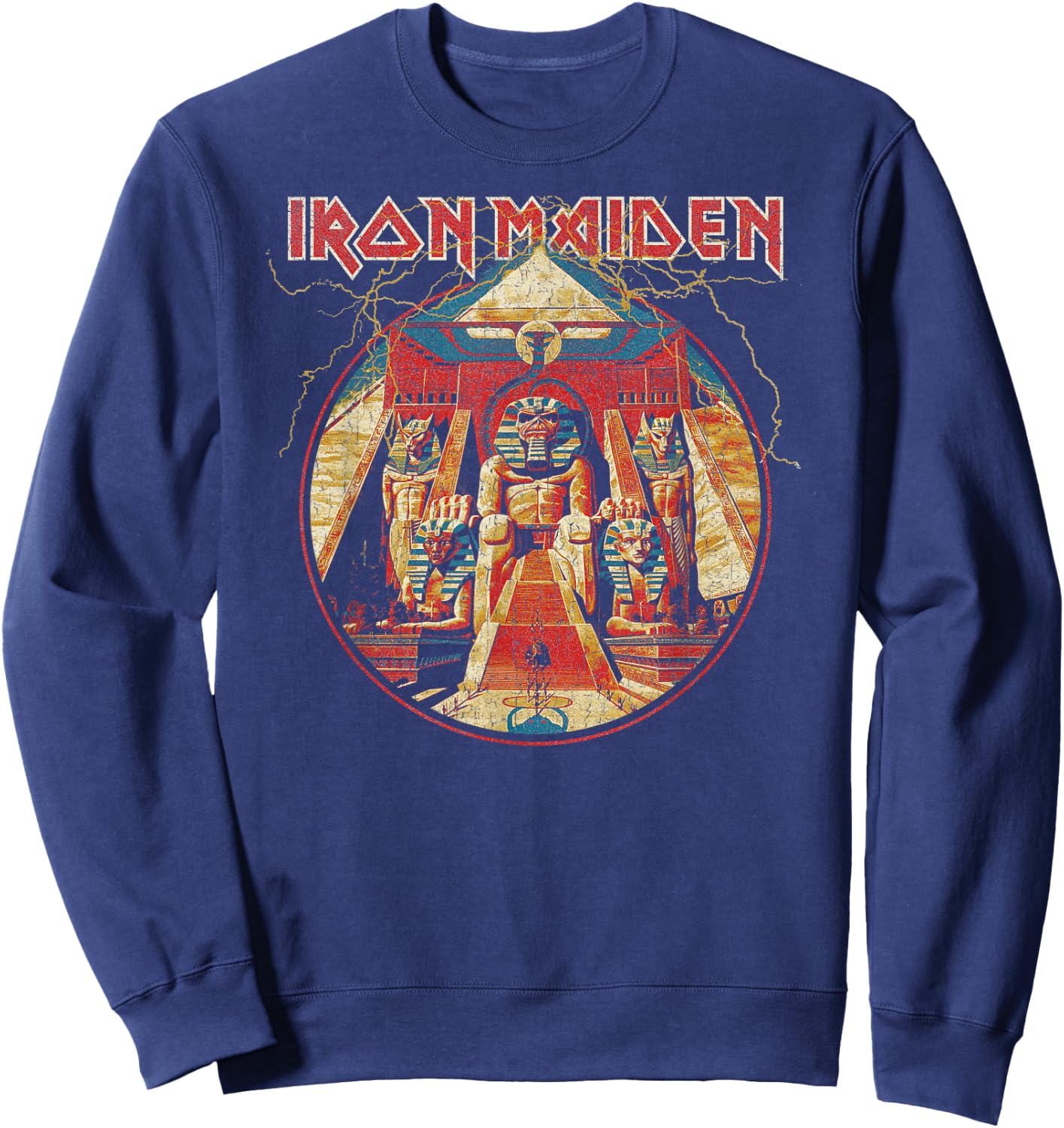 Iron Maiden Powerslave Lightning Circle Sweatshirt - Sweatshirt | Navy