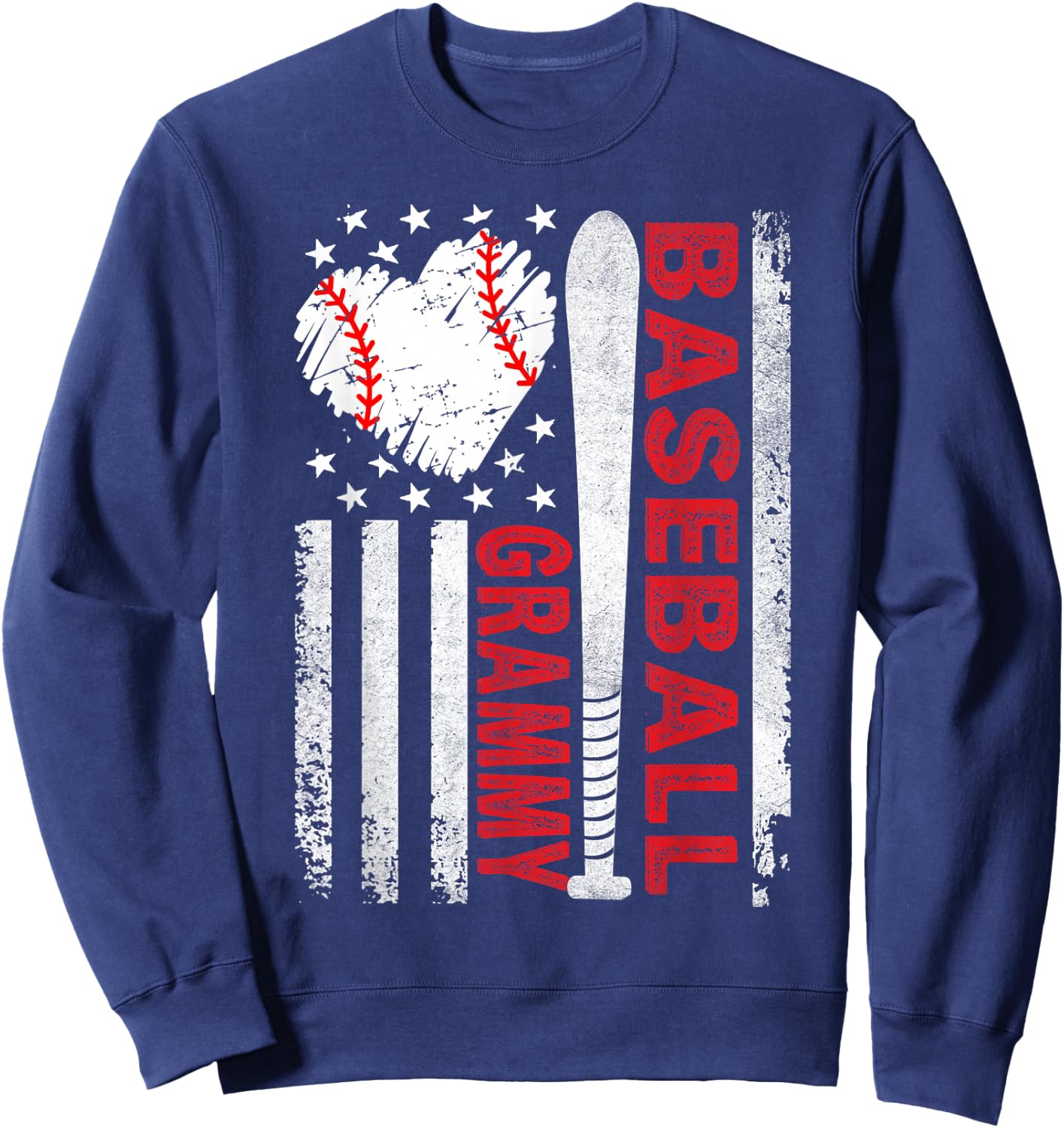 American Flag Baseball Grammy Baseball Heart Sweatshirt - Sweatshirt | Navy