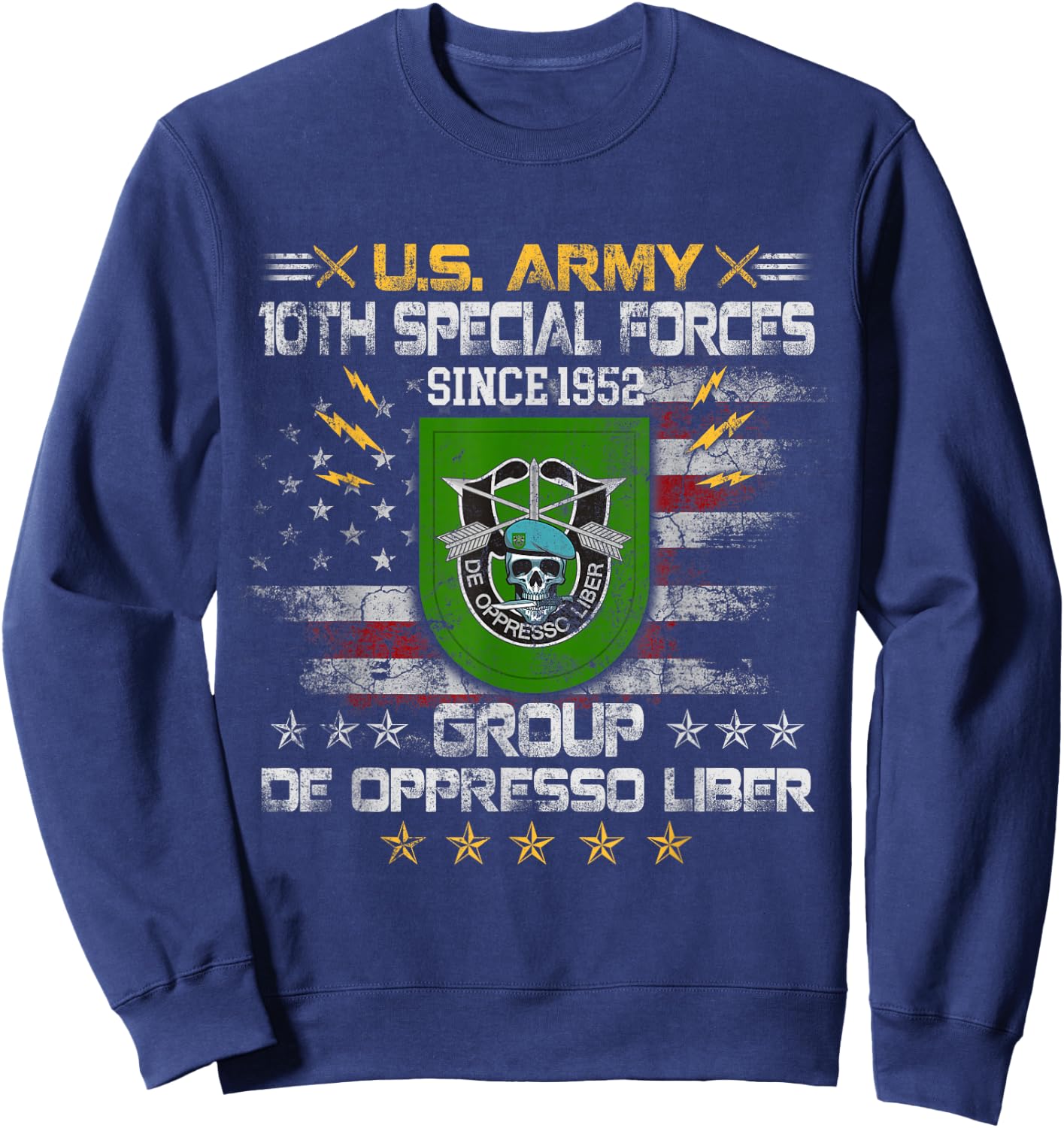 10th Special Forces Group Veteran 10th SFG 4th of July Sweatshirt - Sweatshirt | Navy