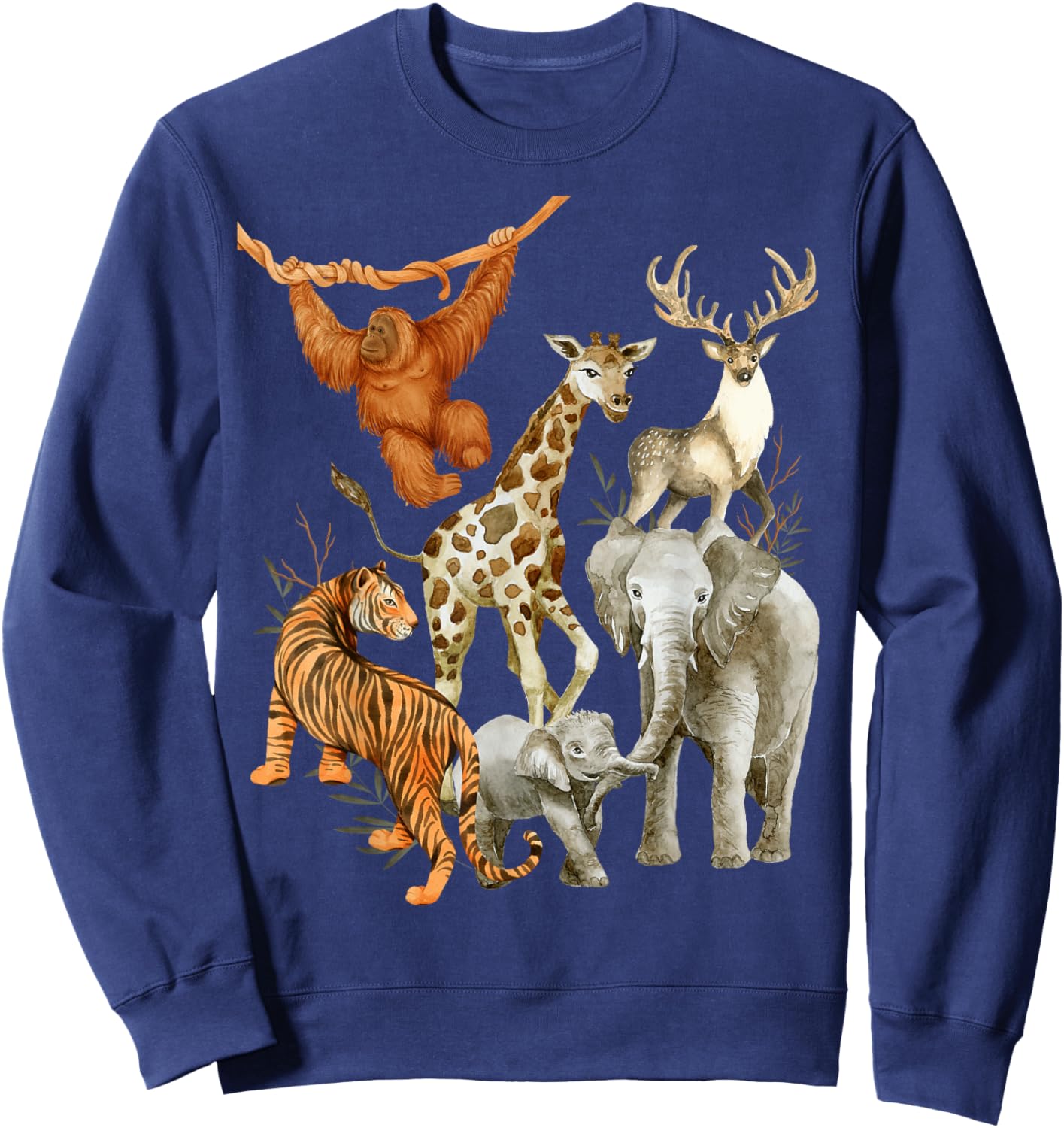 Men Women and Kids Wildlife Zoo Day Party beautiful Animals Sweatshirt - Sweatshirt | Navy