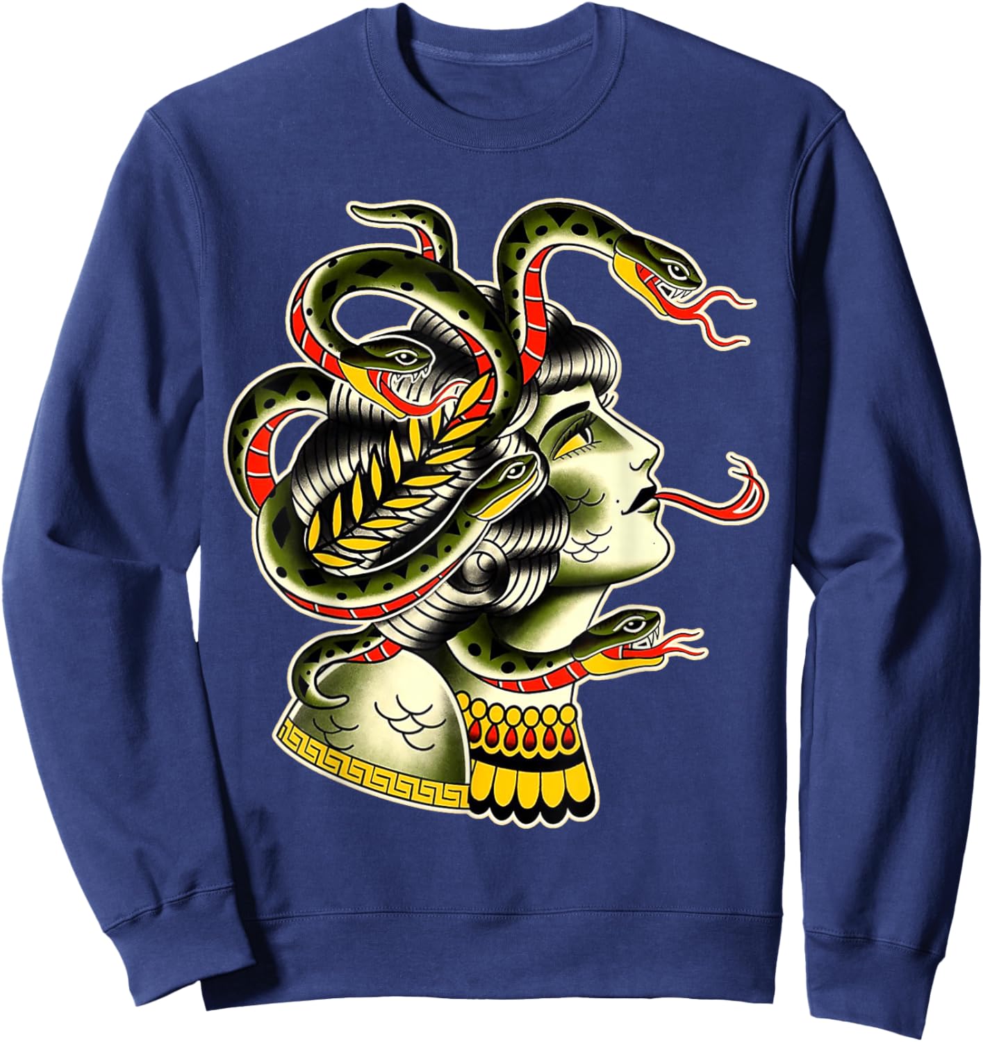 Medusa Greek Mythology Traditional Flash Sweatshirt - Sweatshirt | Navy