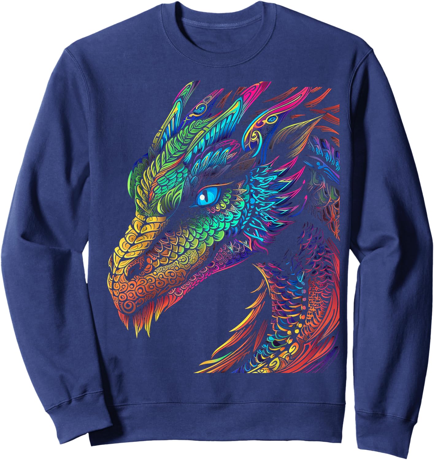 Dragon Colorful Abstract Animal Art Graphic Dragon Sweatshirt - Sweatshirt | Navy