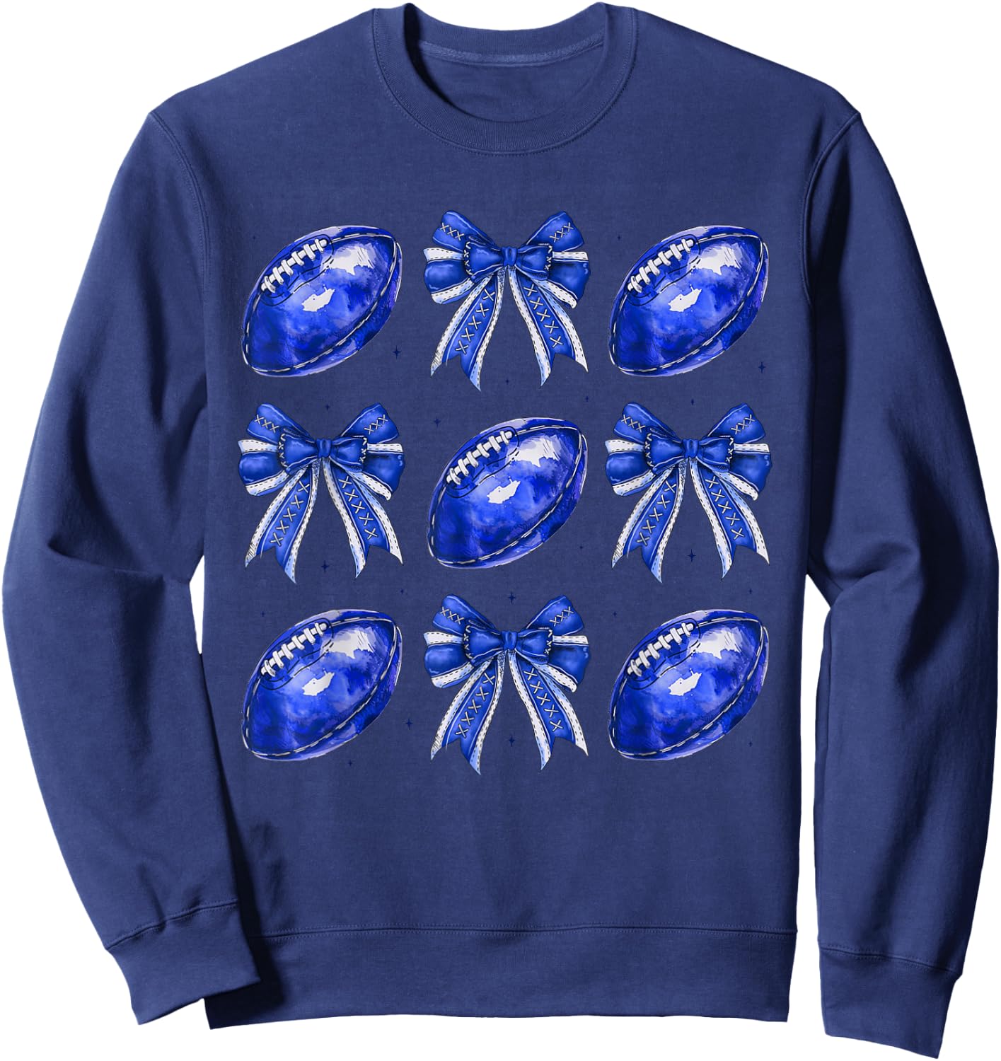 Cute Coquette Bow Game Day American Football Player Coach Sweatshirt - Sweatshirt | Navy