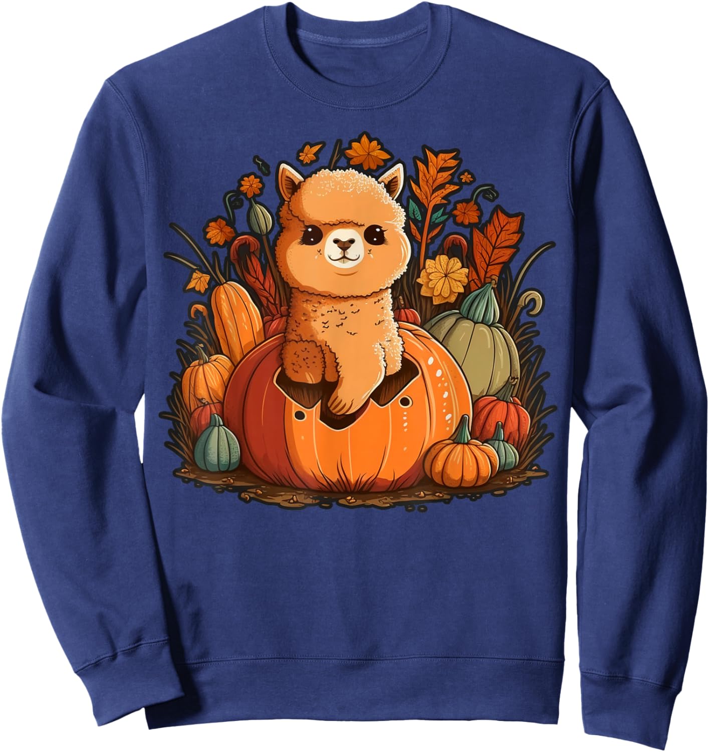 Pumpkin Llama costume on Alpaca Halloween Sweatshirt - Sweatshirt | Navy