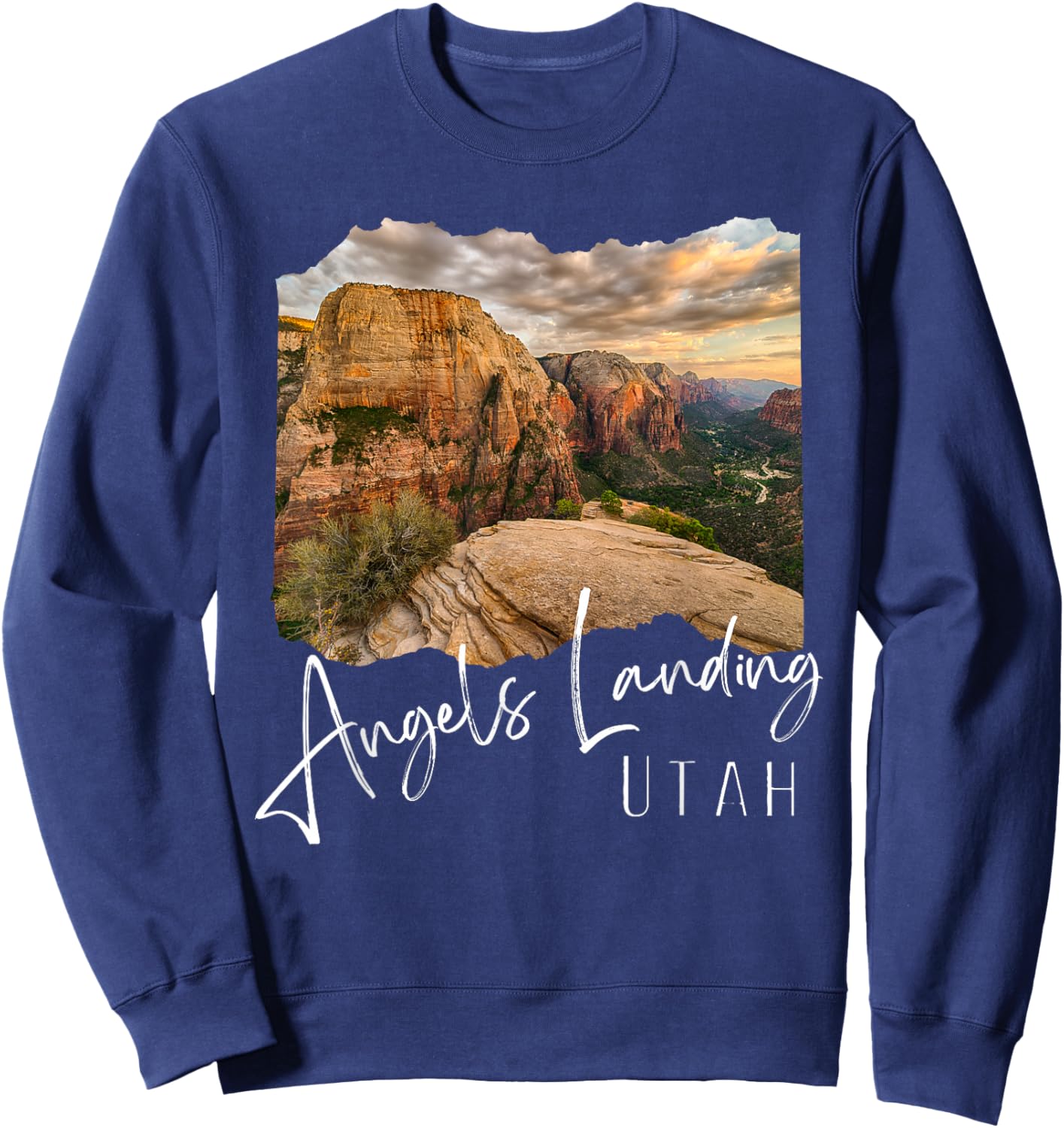Retro Utah, Angels Landing Sweatshirt - Sweatshirt | Navy
