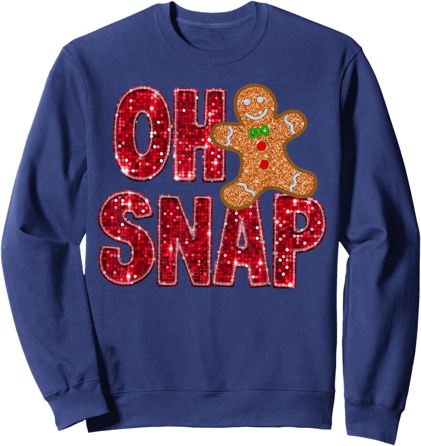 Oh Snap Gingerbread Xmas Santa Christmas Pajamas Holiday Sweatshirt - Sweatshirt | Navy