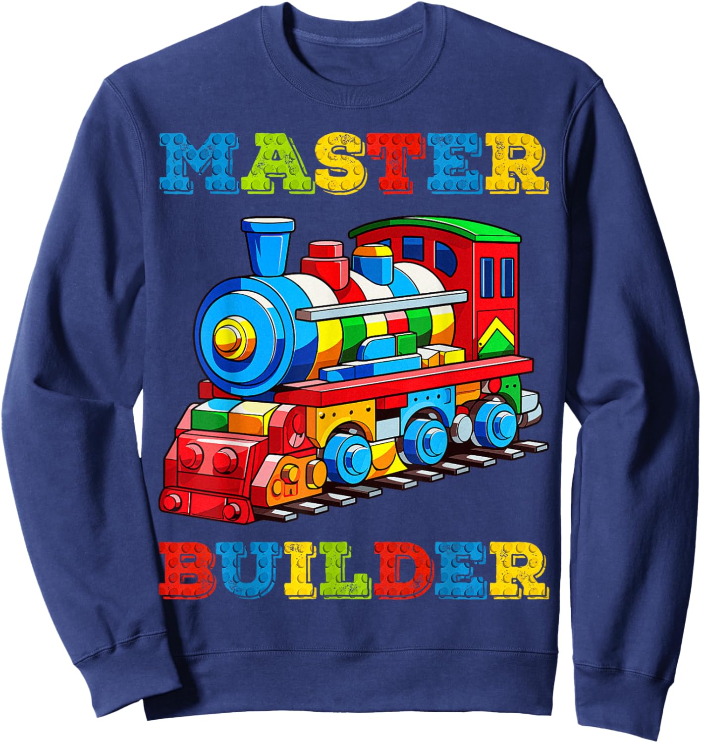 Cute Master Builder Kids Building Blocks Toy Train Lover Sweatshirt - Sweatshirt | Navy