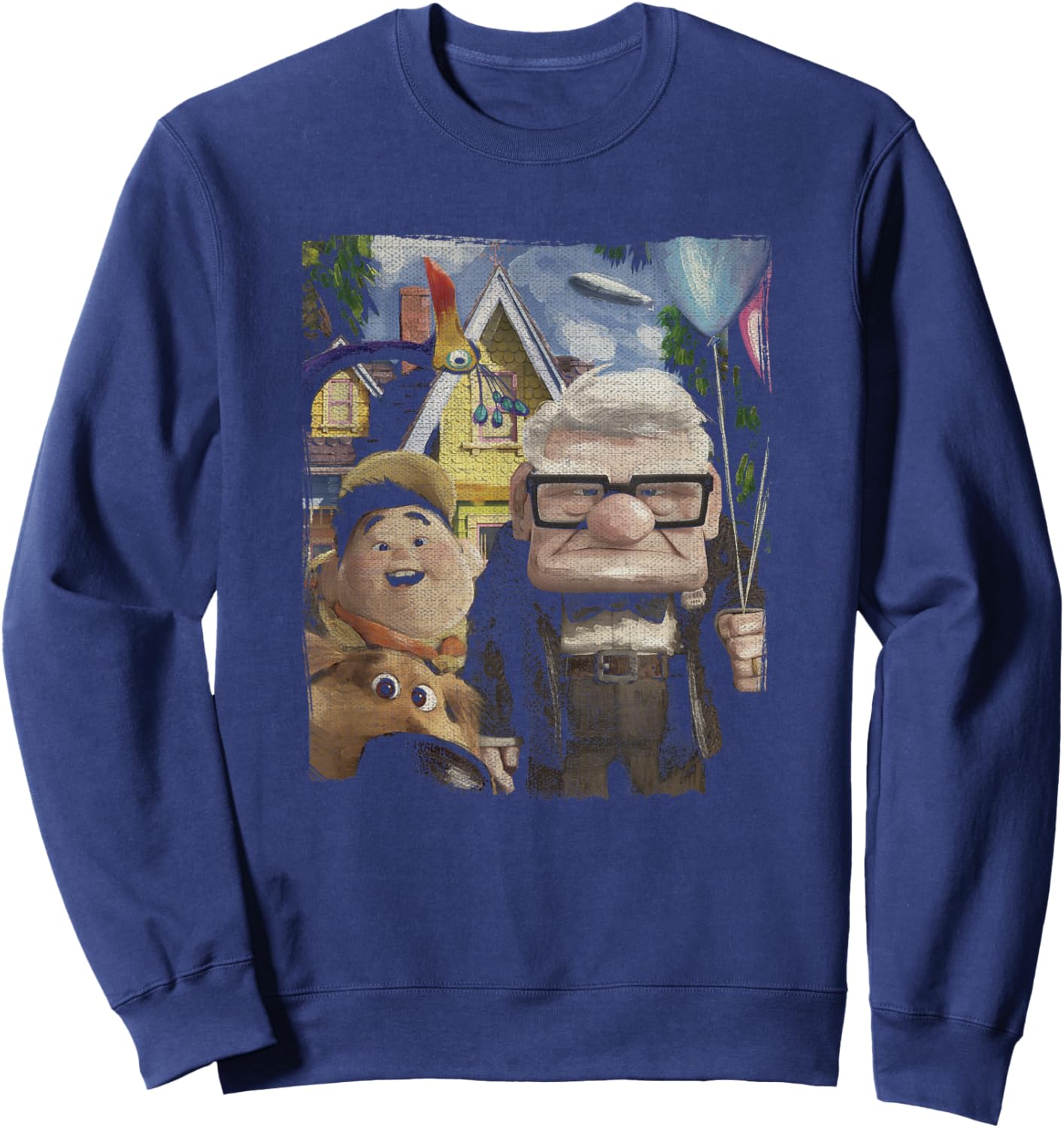 Disney Pixar Up Carl Russell Dug & Kevin Vintage Painting Sweatshirt - Sweatshirt | Navy