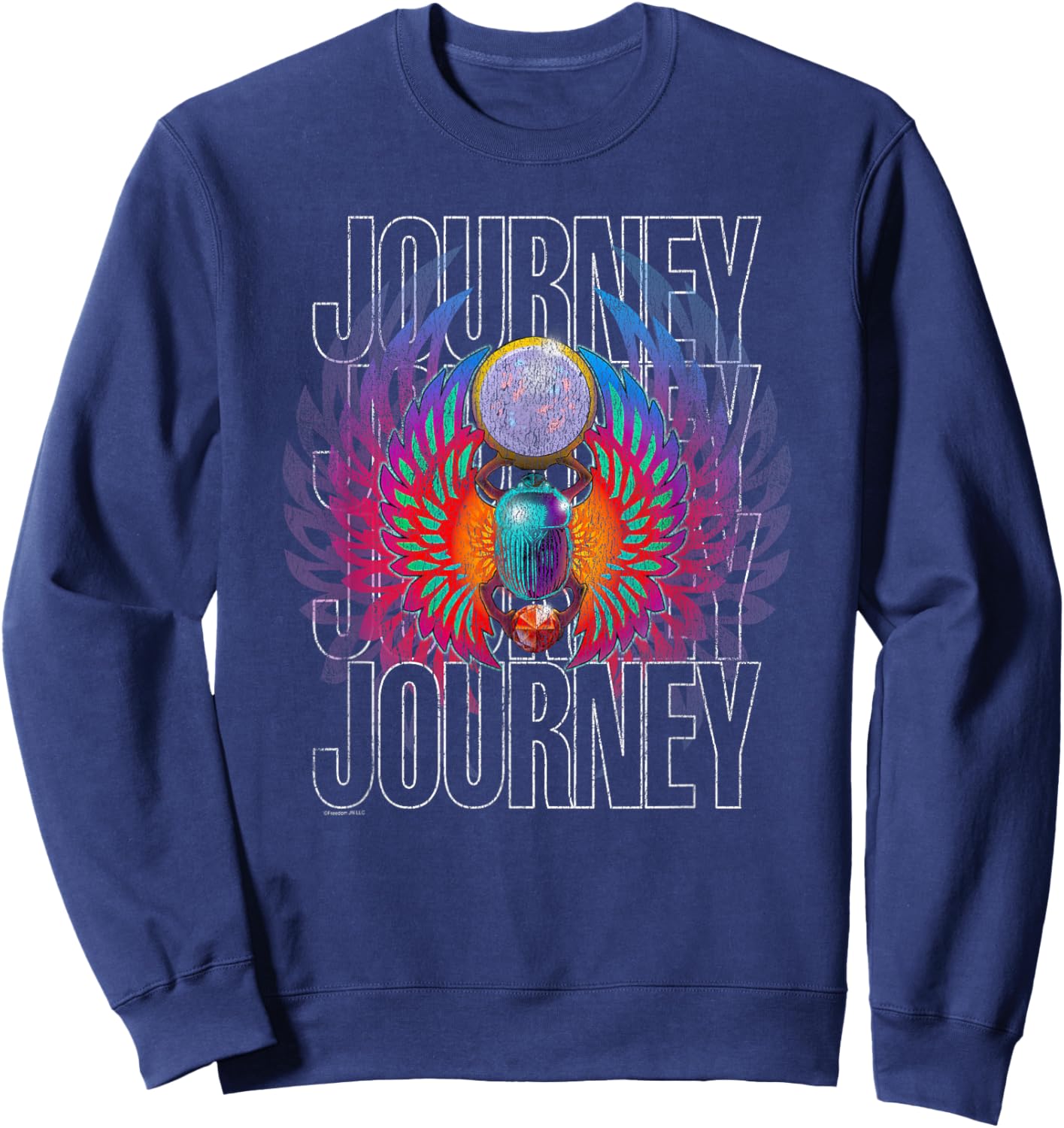 Journey Infinity Wings Vivid Scarab Vintage Band Sweatshirt - Sweatshirt | Navy