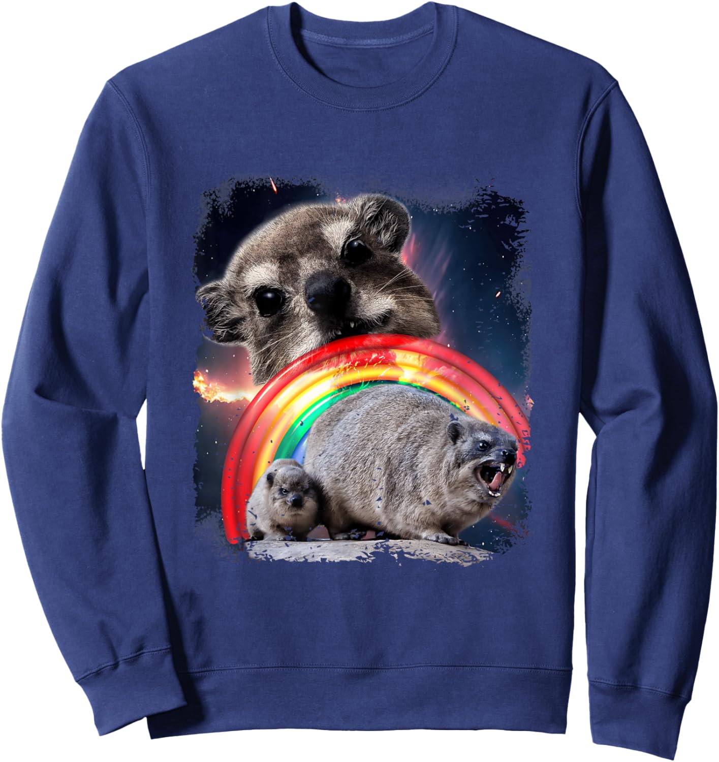 Ugly Funny Meme Retro Animal , Black, S Sweatshirt - Sweatshirt | Navy