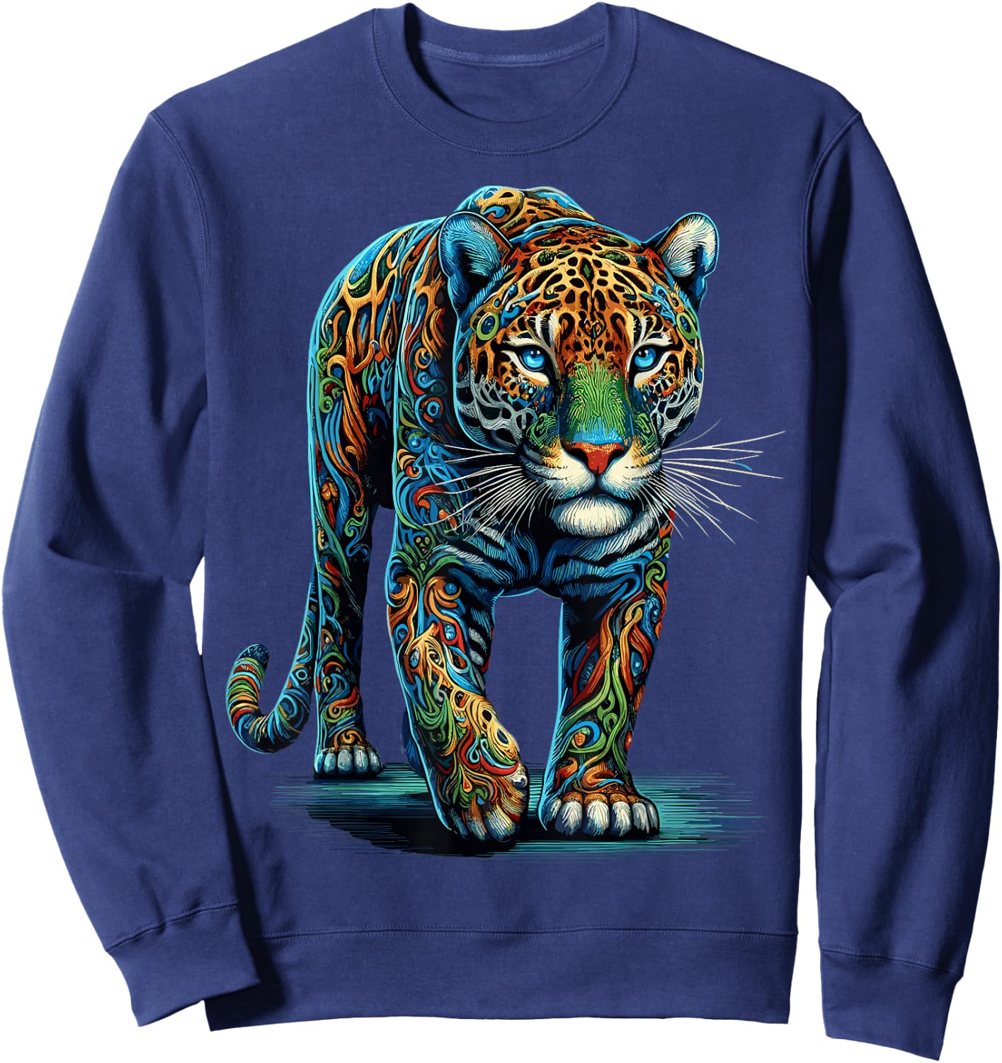 Jaguar Colorful Animal Zoo Jaguars Sweatshirt - Sweatshirt | Navy