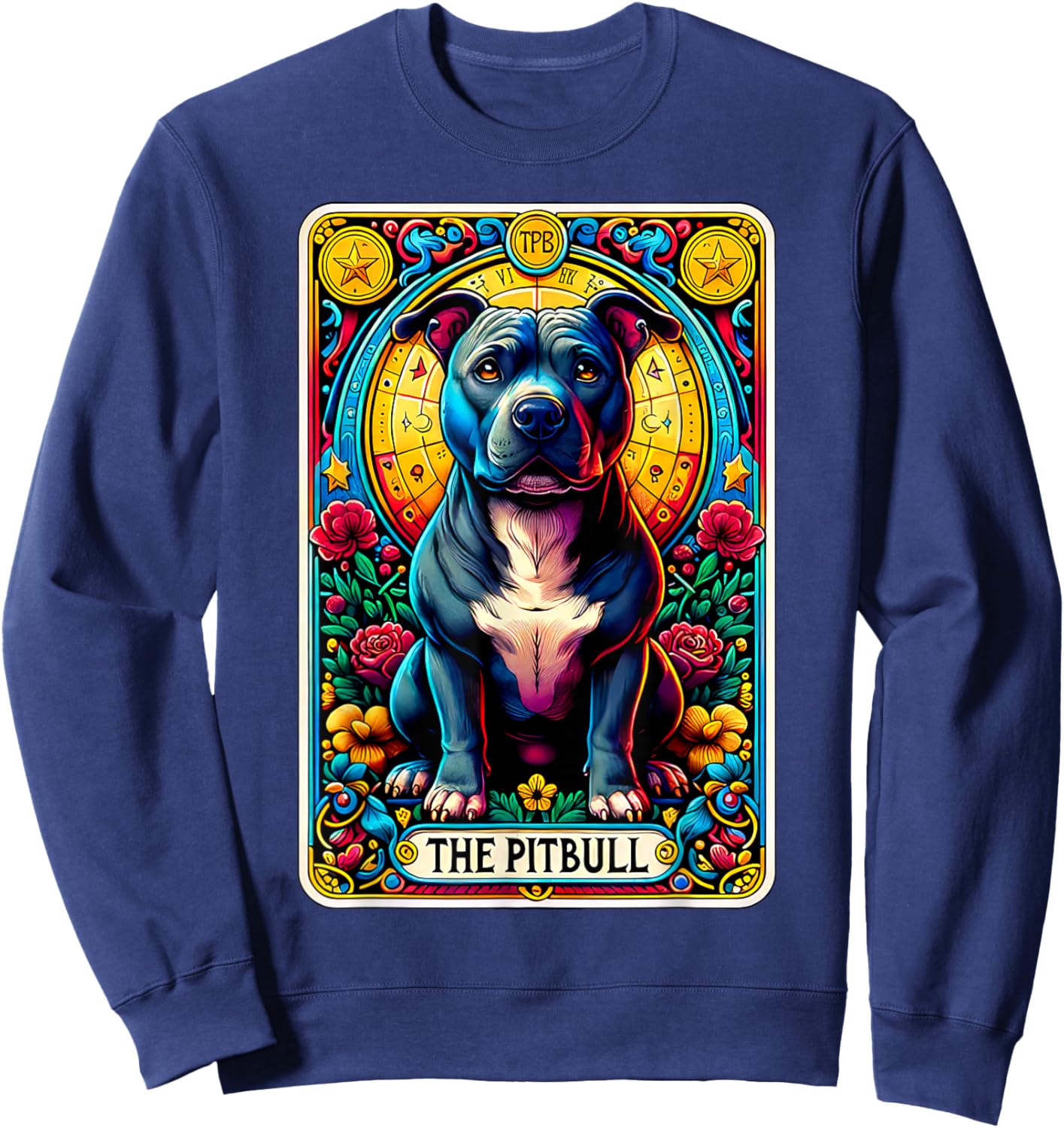 The Pitbull Tarot Card Dog Lover American Pit Bull Terrier Women Kids Sweatshirt - Sweatshirt | Navy