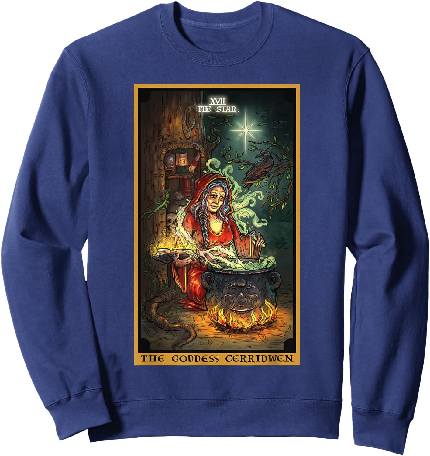 The Goddess Cerridwen The Star Tarot Card Wiccan Pagan Witch Sweatshirt - Sweatshirt | Navy