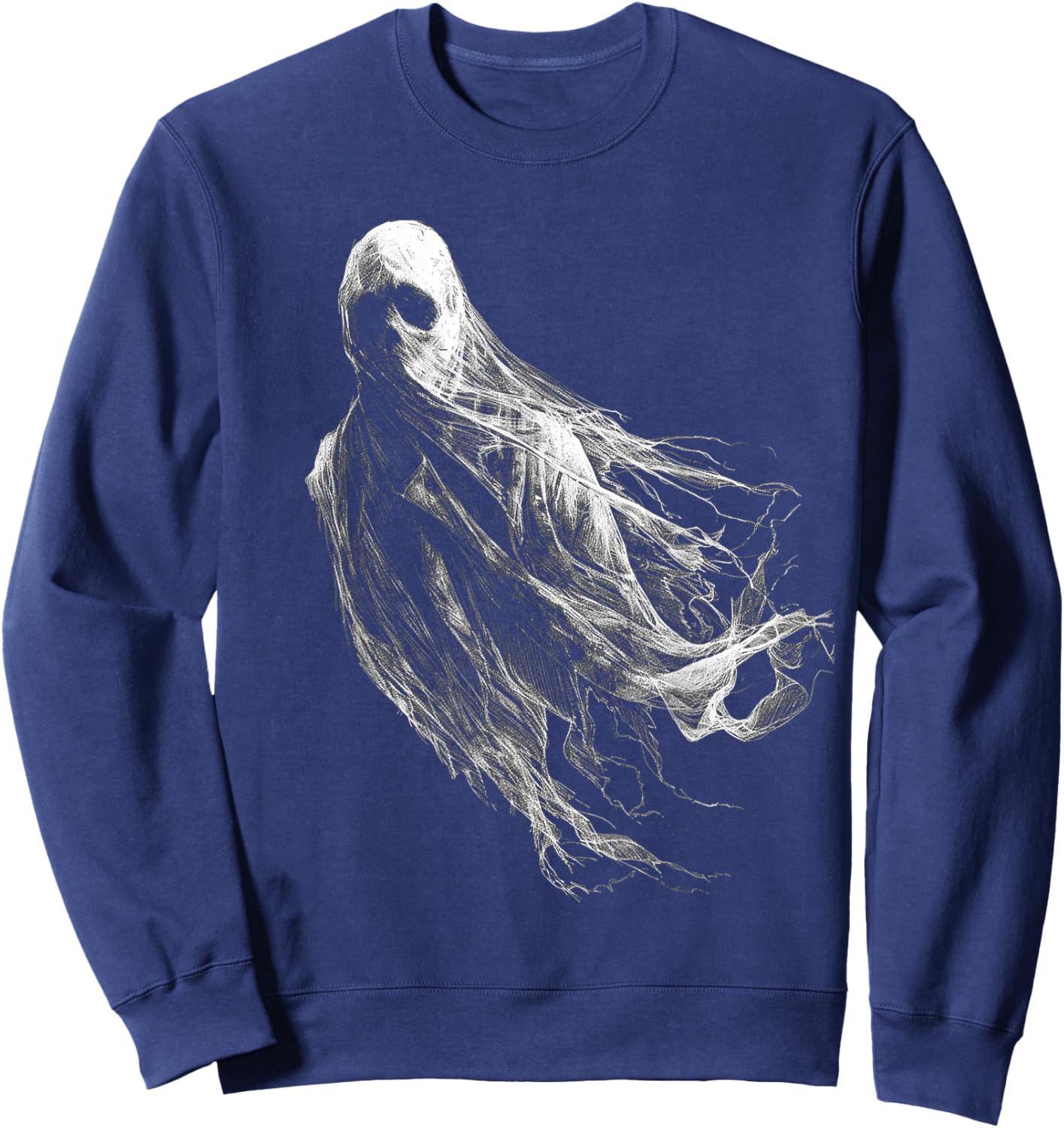 Ghost Costume Halloween Graphic Art Ghost Sweatshirt - Sweatshirt | Navy