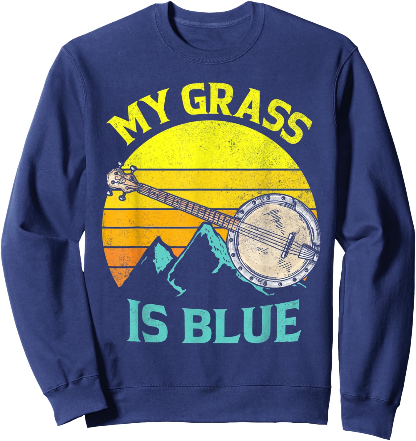 Banjo Vintage Bluegrass Music Fans Banjo Player Gift Sweatshirt - Sweatshirt | Navy