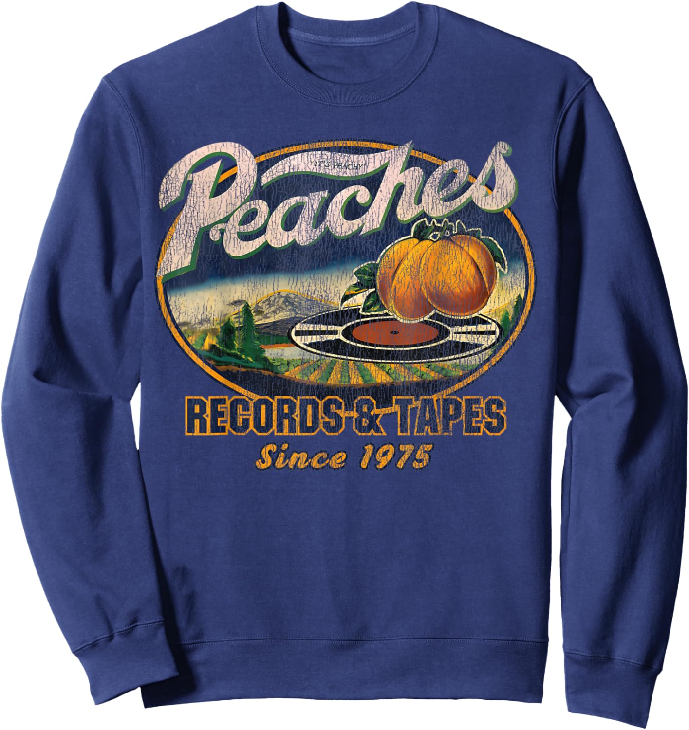 Peaches Retro Records And Tapes Oval 1975 Sweatshirt - Sweatshirt | Navy