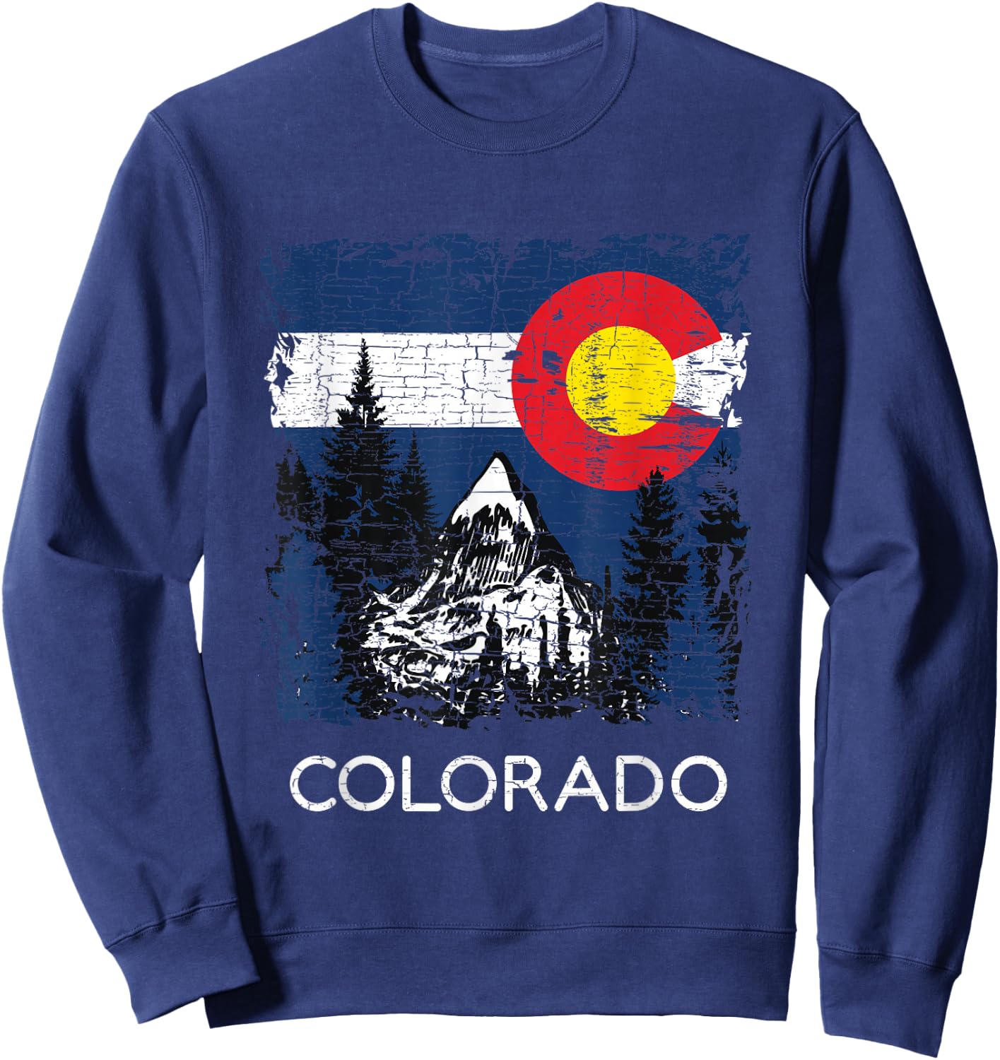 Colorado Flag Mountain Sweatshirt - Sweatshirt | Navy