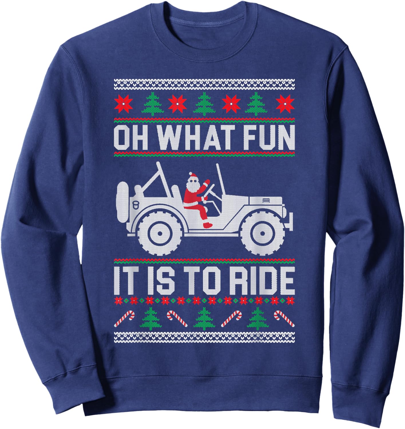 Oh What Fun - 4x4 Off-road SUV Ugly Christmas Sweater Sweatshirt - Sweatshirt | Navy