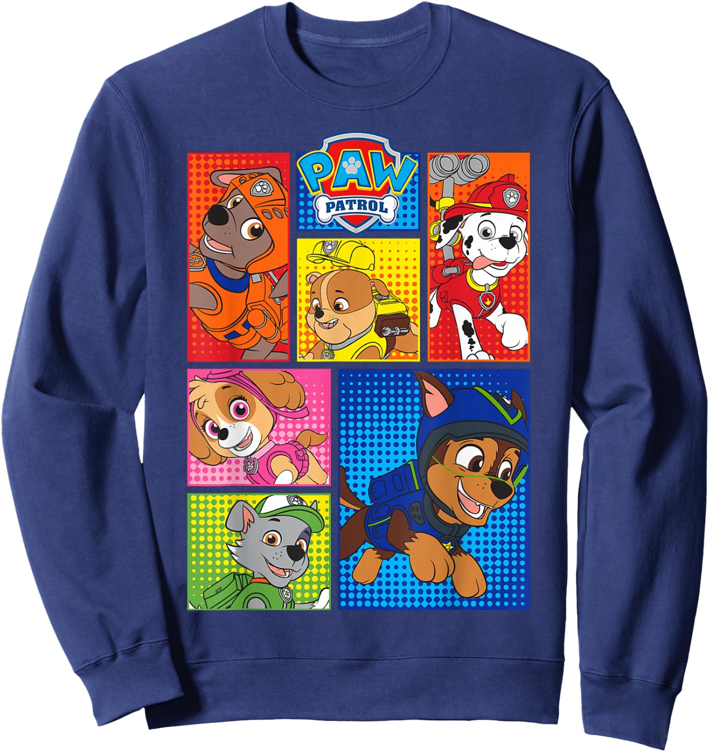 Paw Patrol Group Shot of Pups in Shapes Sweatshirt - Sweatshirt | Navy