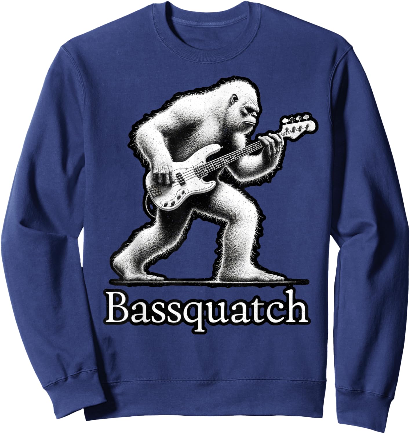 Bassquatch Bigfoot Playing Bass Guitar – Funny Sasquatch Sweatshirt - Sweatshirt | Navy