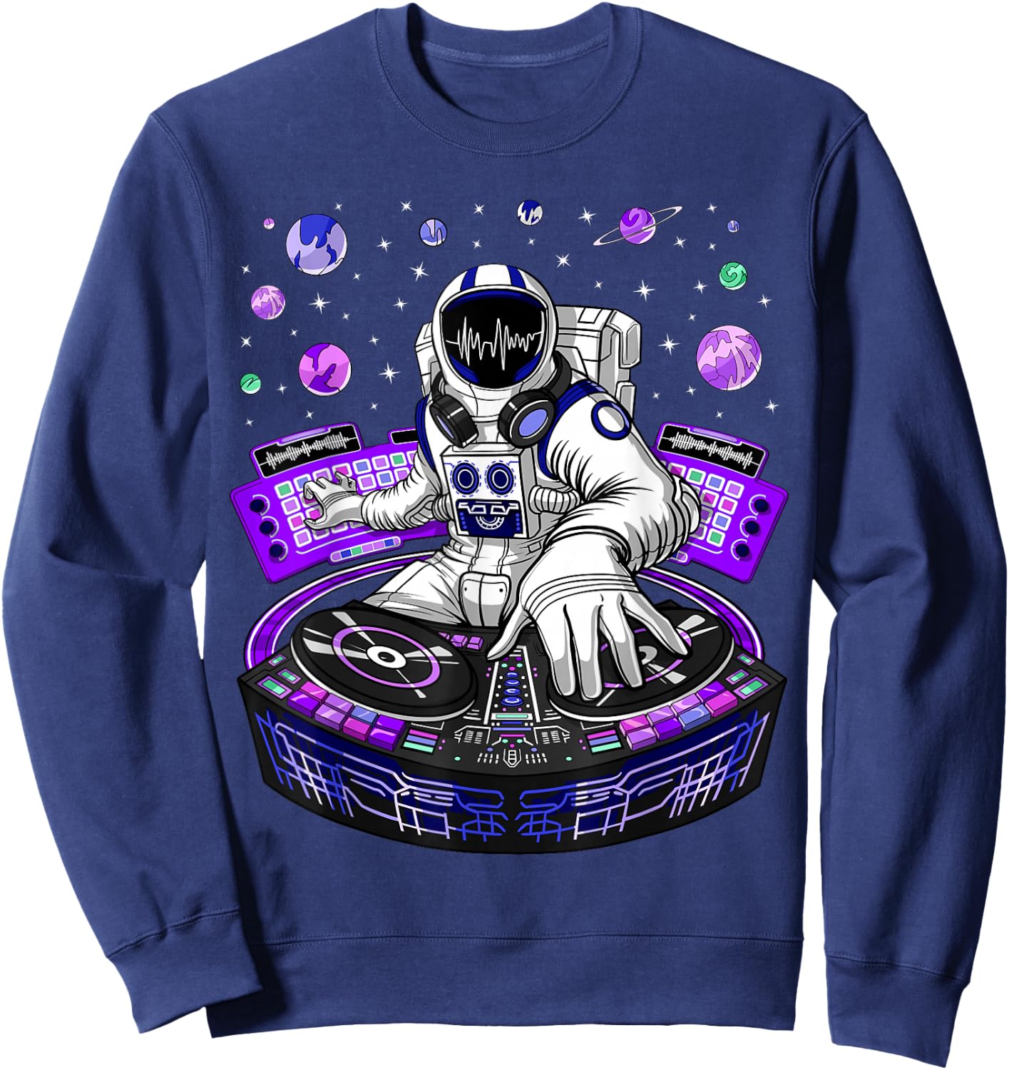 Astronaut Psychedelic Music DJ Psytrance Techno EDM Festival Small Sweatshirt - Sweatshirt | Navy