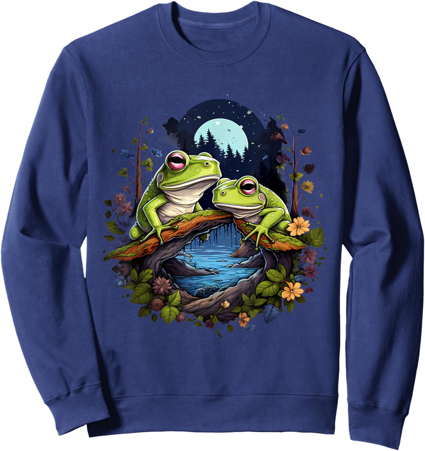 Frog Artwork Nature Forest Animal Lovers Wildlife Toad Sweatshirt - Sweatshirt | Navy