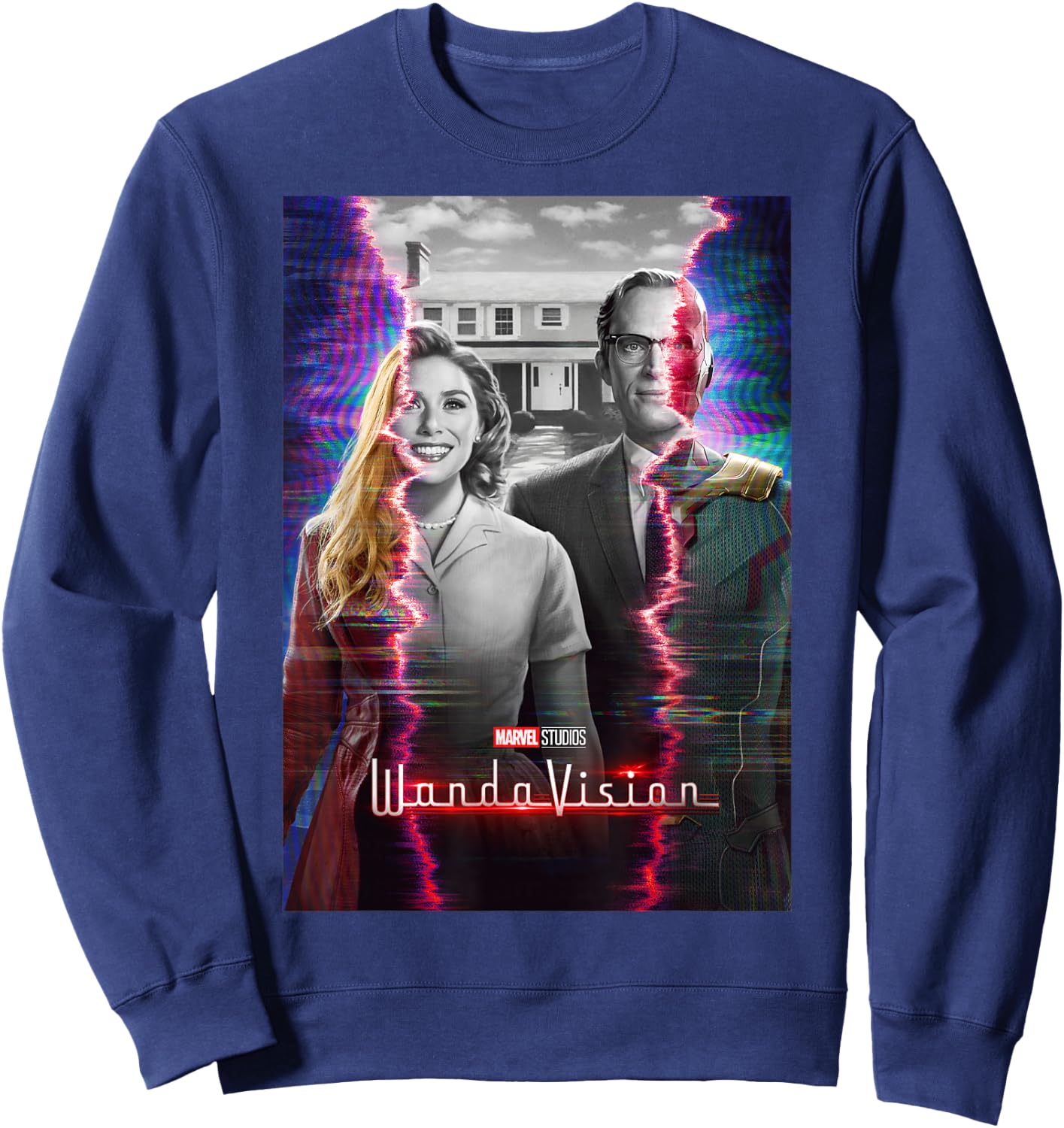 Marvel WandaVision Scarlett with & Vision Glitch Poster Sweatshirt - Sweatshirt | Navy