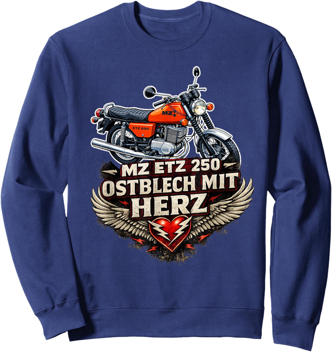 MZ ETZ 250 MOFA Kult Motorrad DDR Klassiker Retro Design Sweatshirt - Sweatshirt | Navy