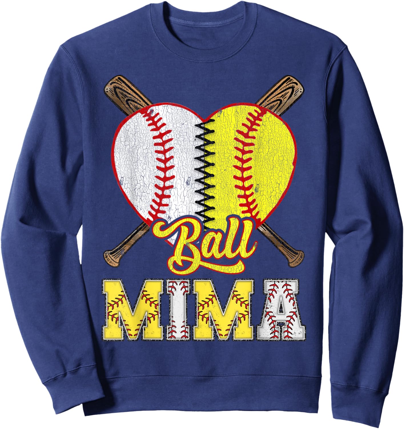 Mima Of Both Ball Mima Half Baseball Softball Sweatshirt - Sweatshirt | Navy