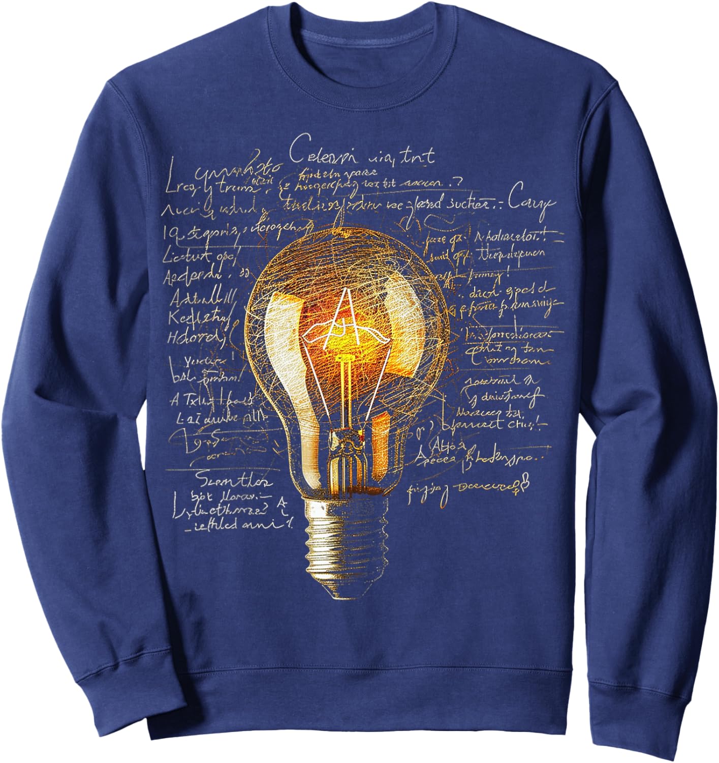 Light Bulb Text Drawing Abstract Art Graphic Sweatshirt - Sweatshirt | Navy