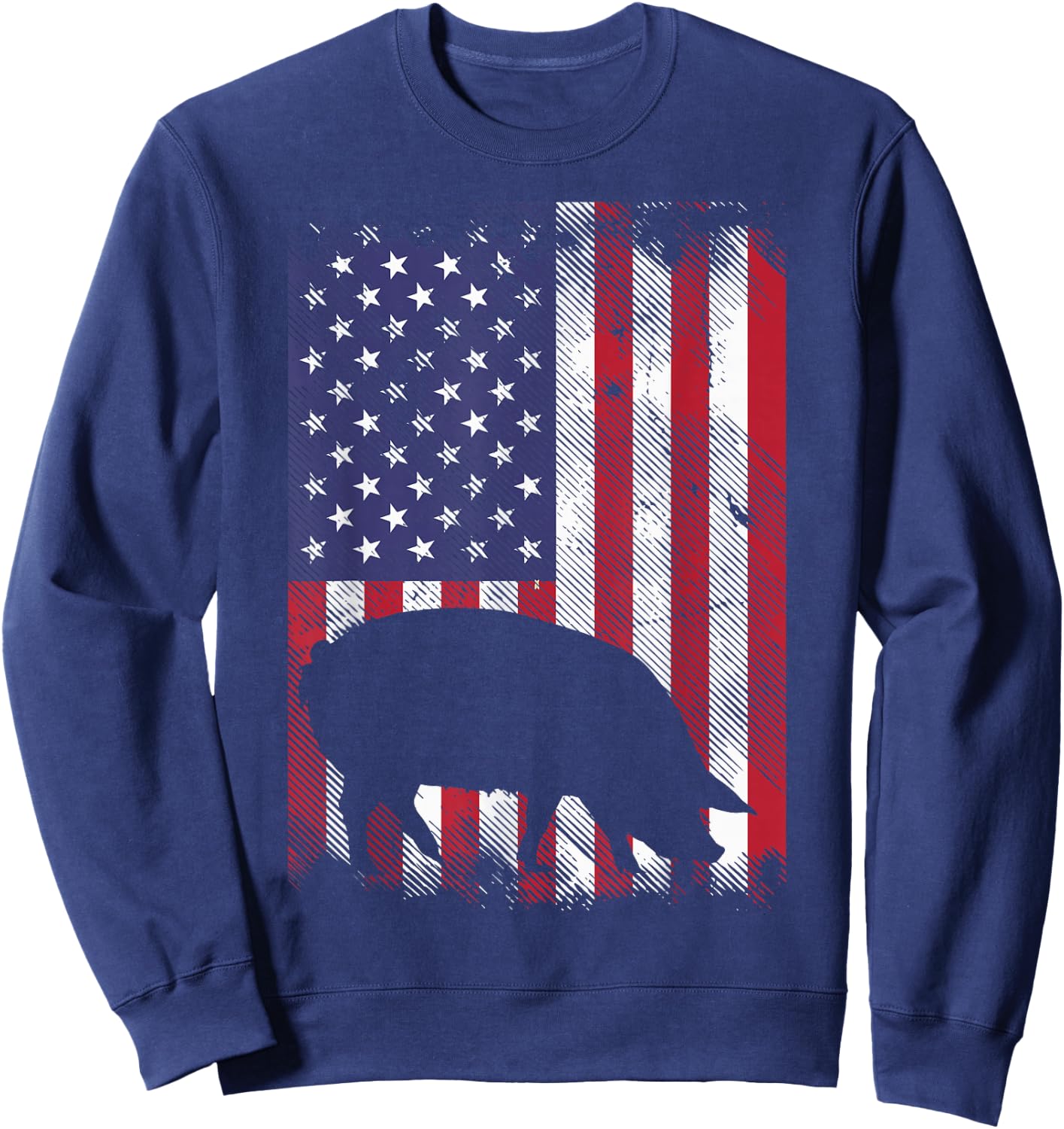 American Flag Pig Vintage Farm Animal Patriotic Farmer Gift Small Sweatshirt - Sweatshirt | Navy