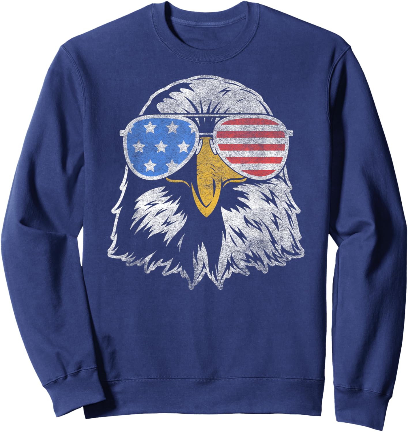 Bald Eagle With American Flag Sunglasses – USA Merica Sweatshirt - Sweatshirt | Navy