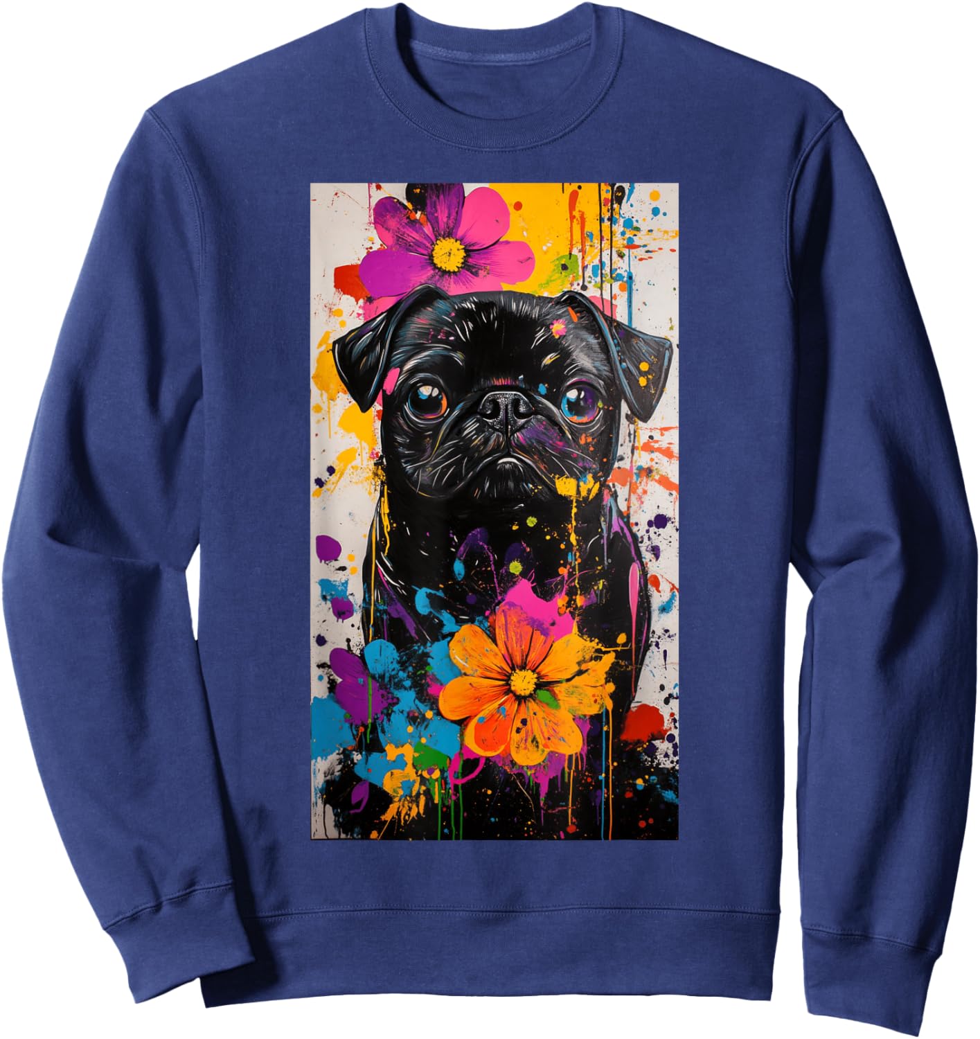 Pug Dog lover Colorful art Pet owner Cute pets Sweatshirt - Sweatshirt | Navy