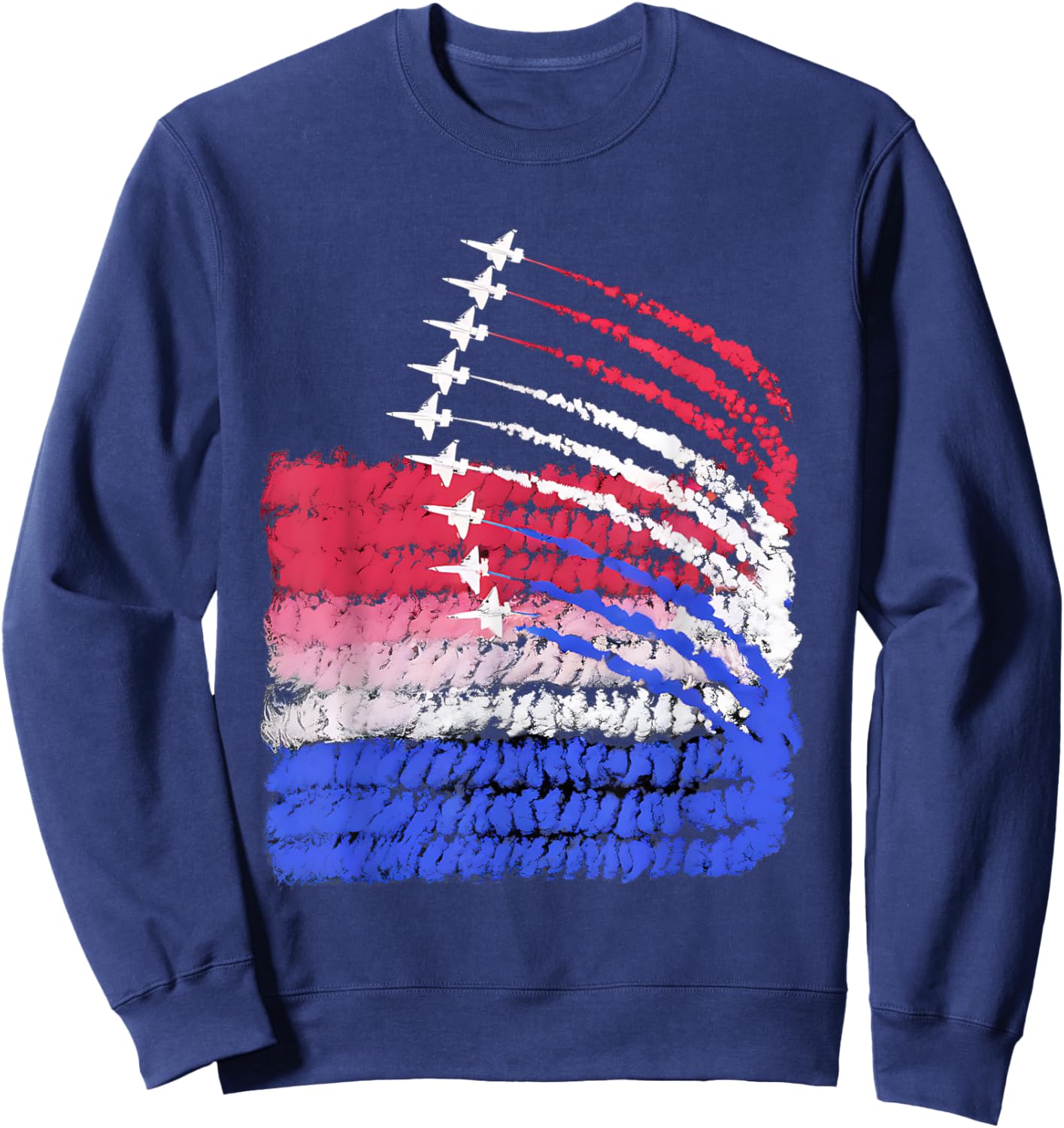 USA Flag Fighter Jets Patriotic Red Blue White 4th of July Women Kids Men Sweatshirt - Sweatshirt | Navy