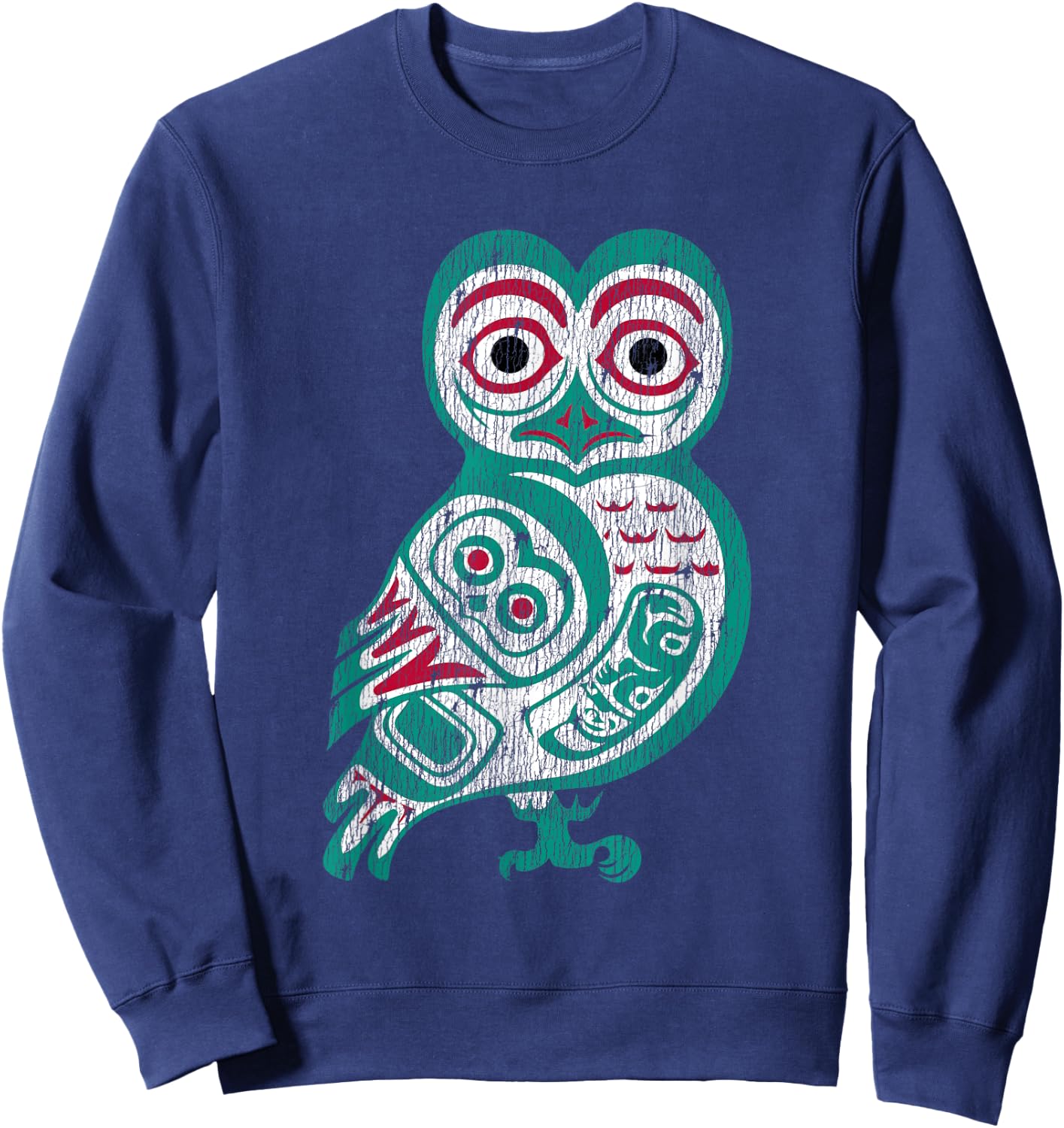 Haida art Native American Gift Owl Totem Sweatshirt - Sweatshirt | Navy