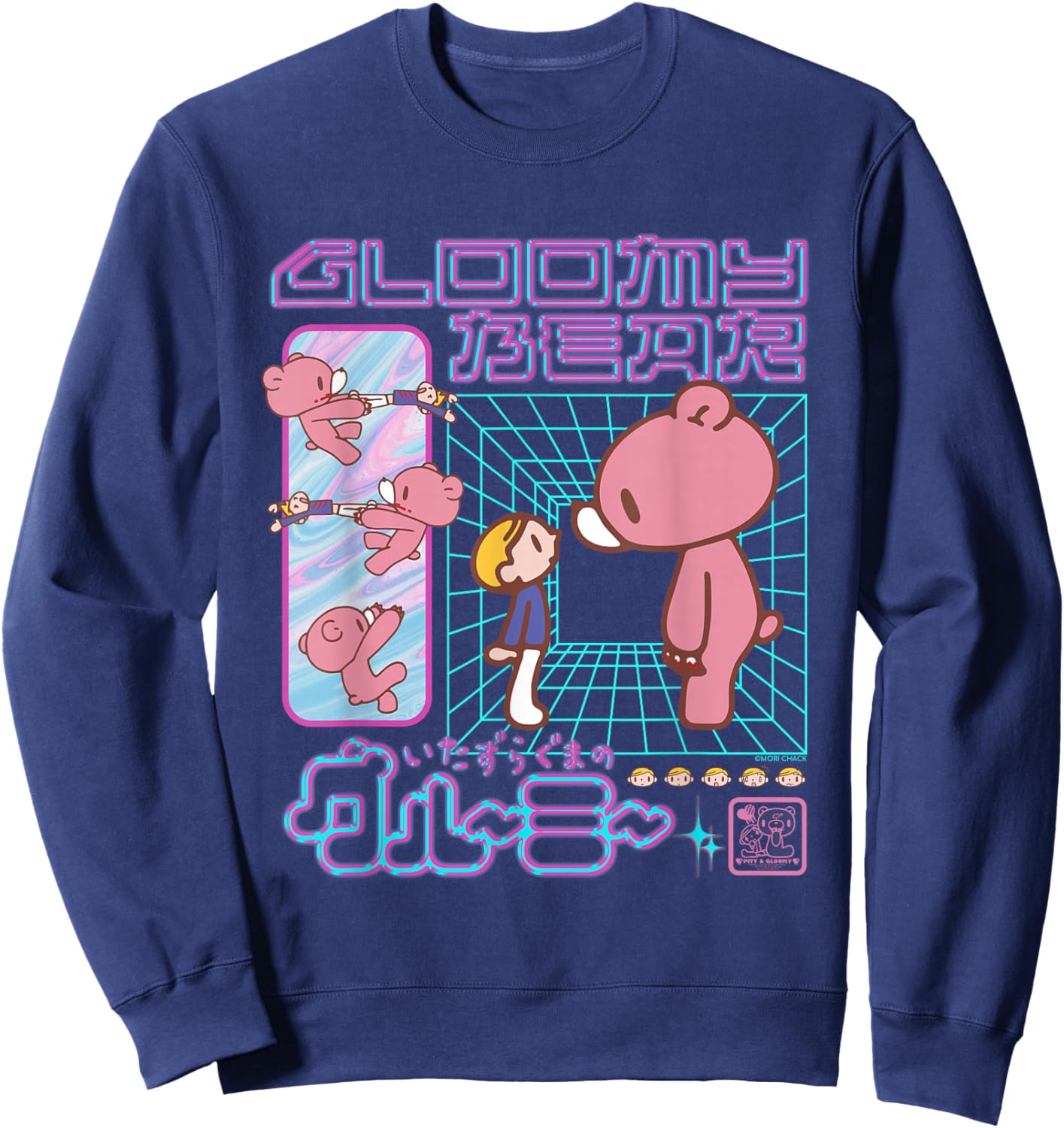 Gloomy Bear The Naughty Grizzly Retro 80's Futuristic Anime Sweatshirt - Sweatshirt | Navy