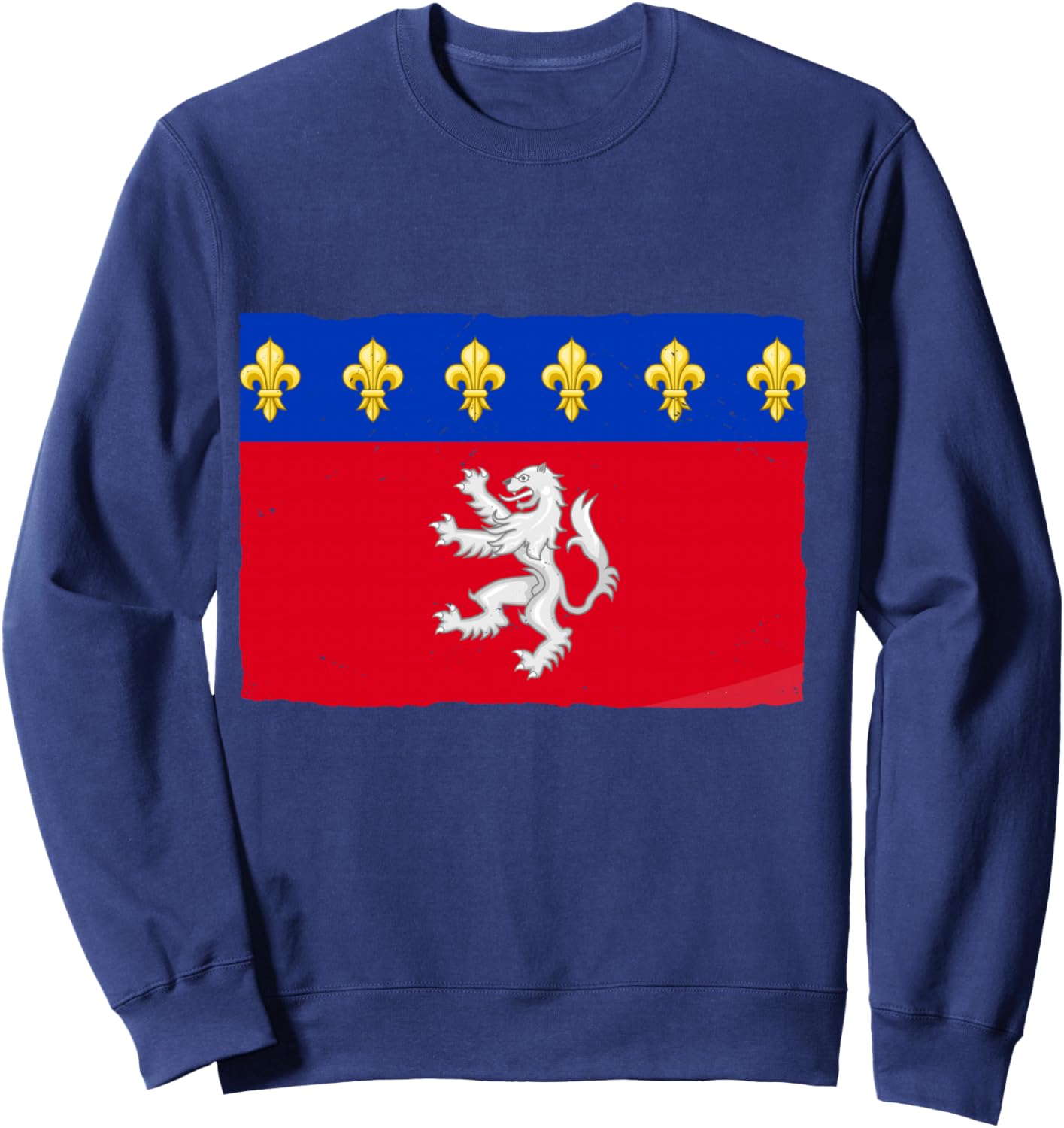 Vintage Lyon Flag Gift Lyon France Sweatshirt - Sweatshirt | Navy