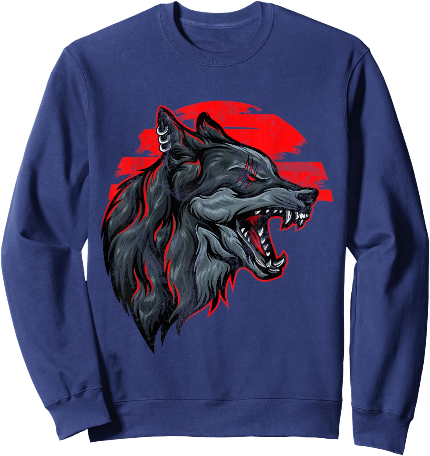 Wolf Howling Forest Mountains Moon Night Wild Monster Hunter Sweatshirt - Sweatshirt | Navy
