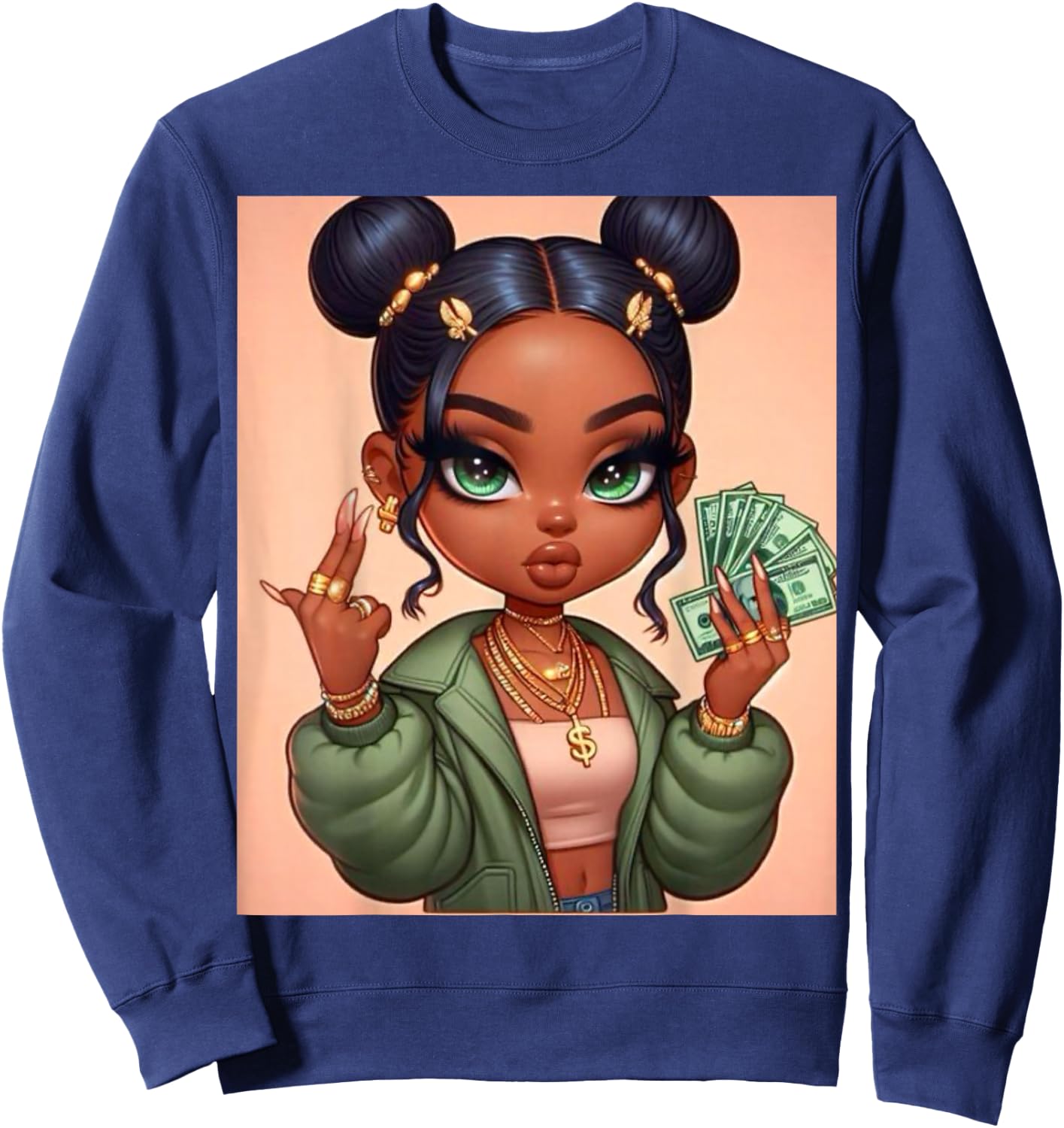 "Get Money" Sweatshirt - Sweatshirt | Navy