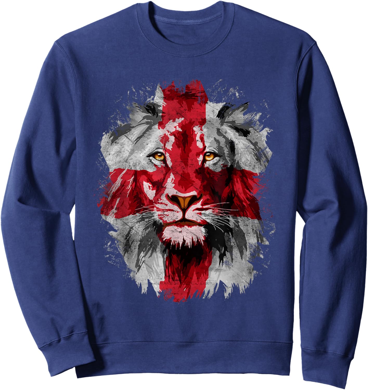 Vintage England National Flag Lion Face English England Flag Sweatshirt - Sweatshirt | Navy