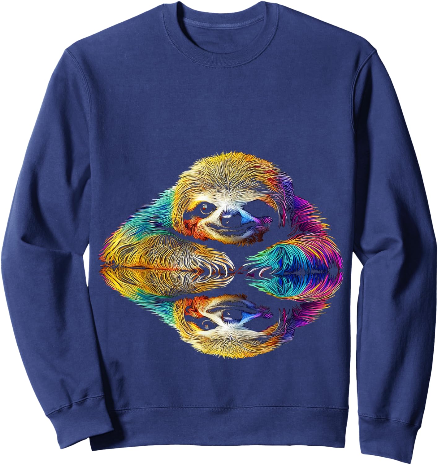 Sloth Abstract Cute Animal Colorful Art Graphic Sloth Sweatshirt - Sweatshirt | Navy