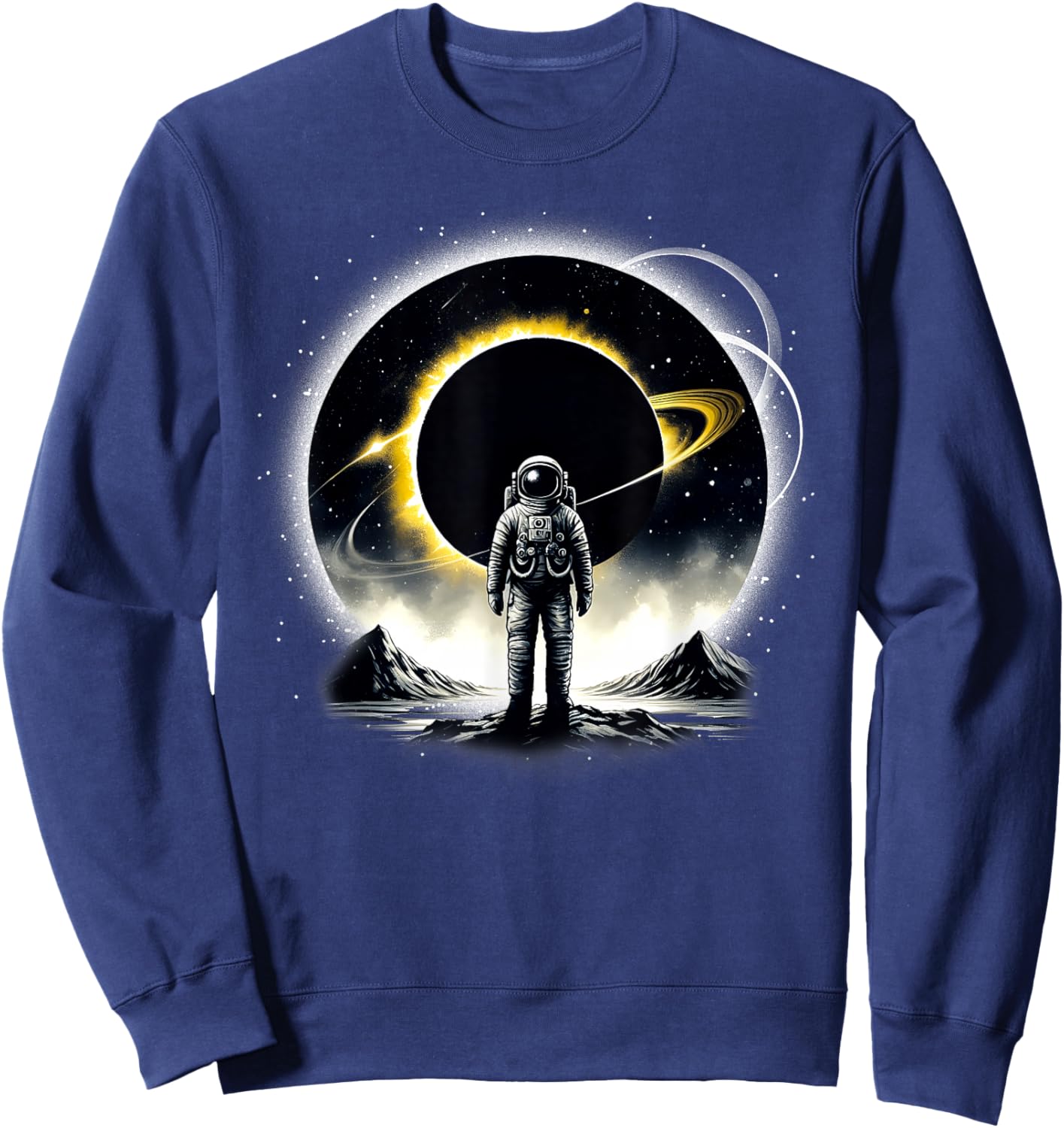 Funny Astronaut Space Eclipse Planet Science Solar System Sweatshirt - Sweatshirt | Navy