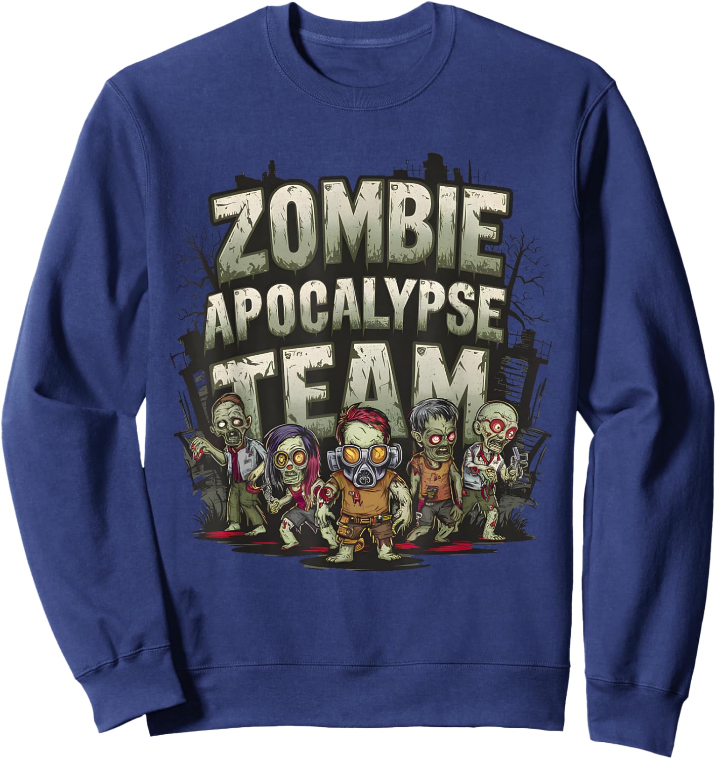 Halloween Zombie Apocalypse Team Art Sweatshirt - Sweatshirt | Navy