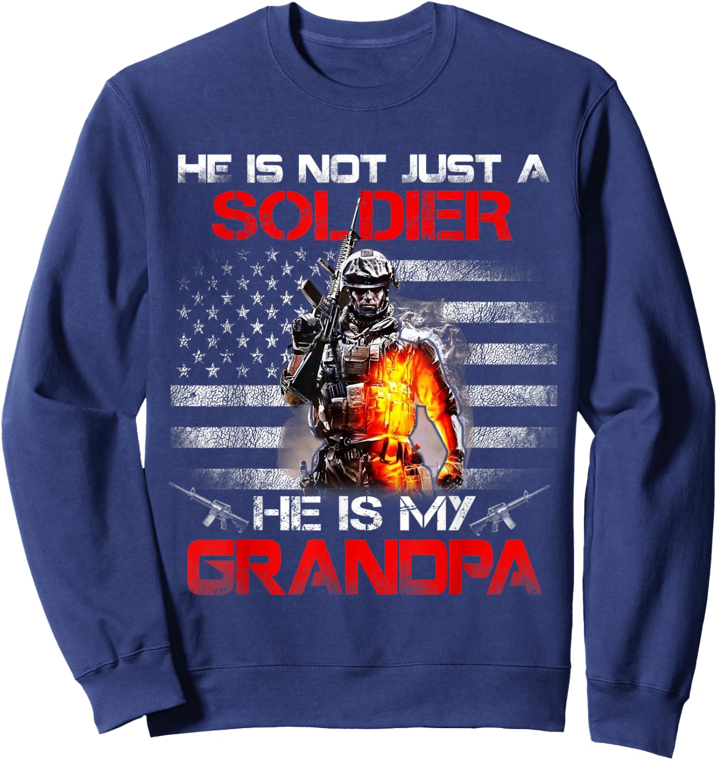 My Grandpa Is A Soldier Proud Army Grandson Granddaughter Sweatshirt - Sweatshirt | Navy